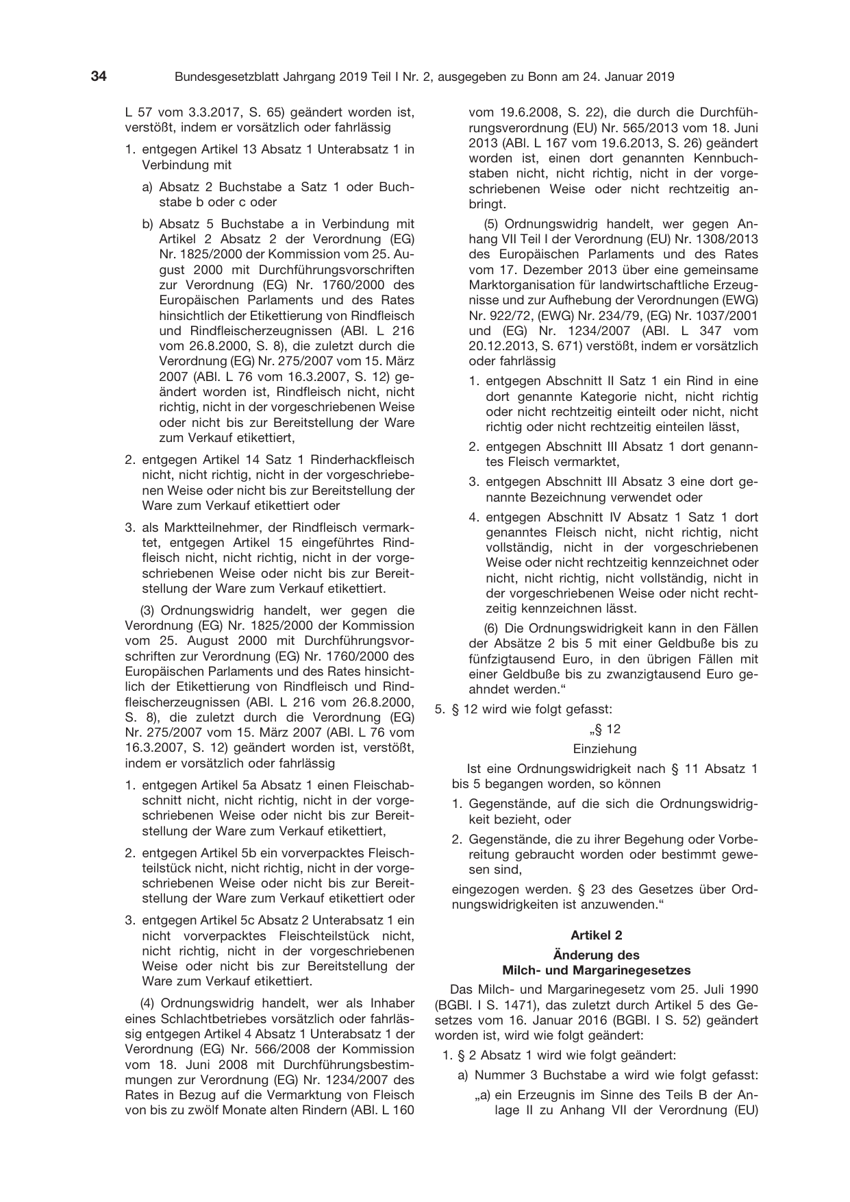 BGBl. 2019, Seite 34 — Originalseite als Abbildung