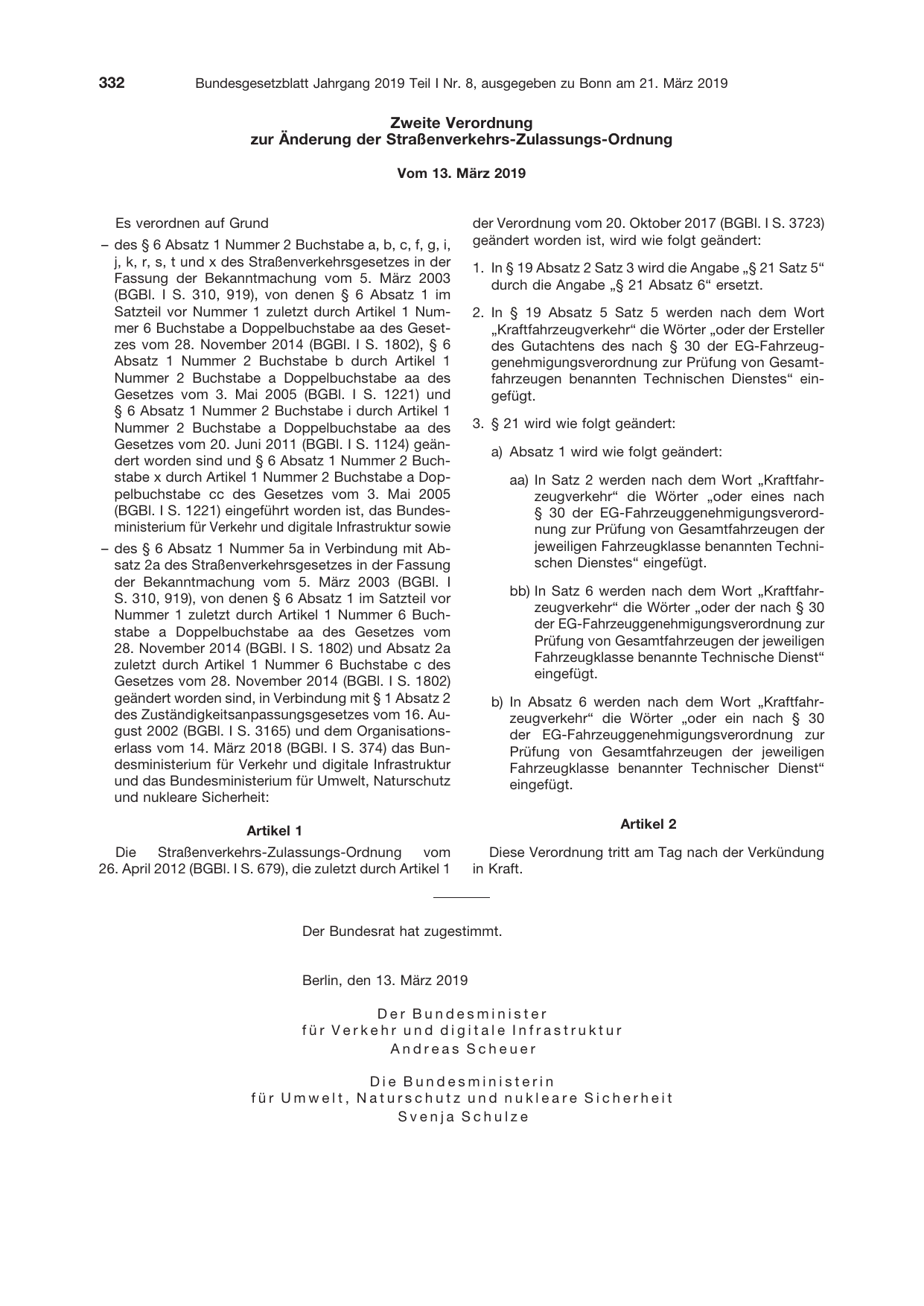 BGBl. 2019, Seite 332 — Originalseite als Abbildung