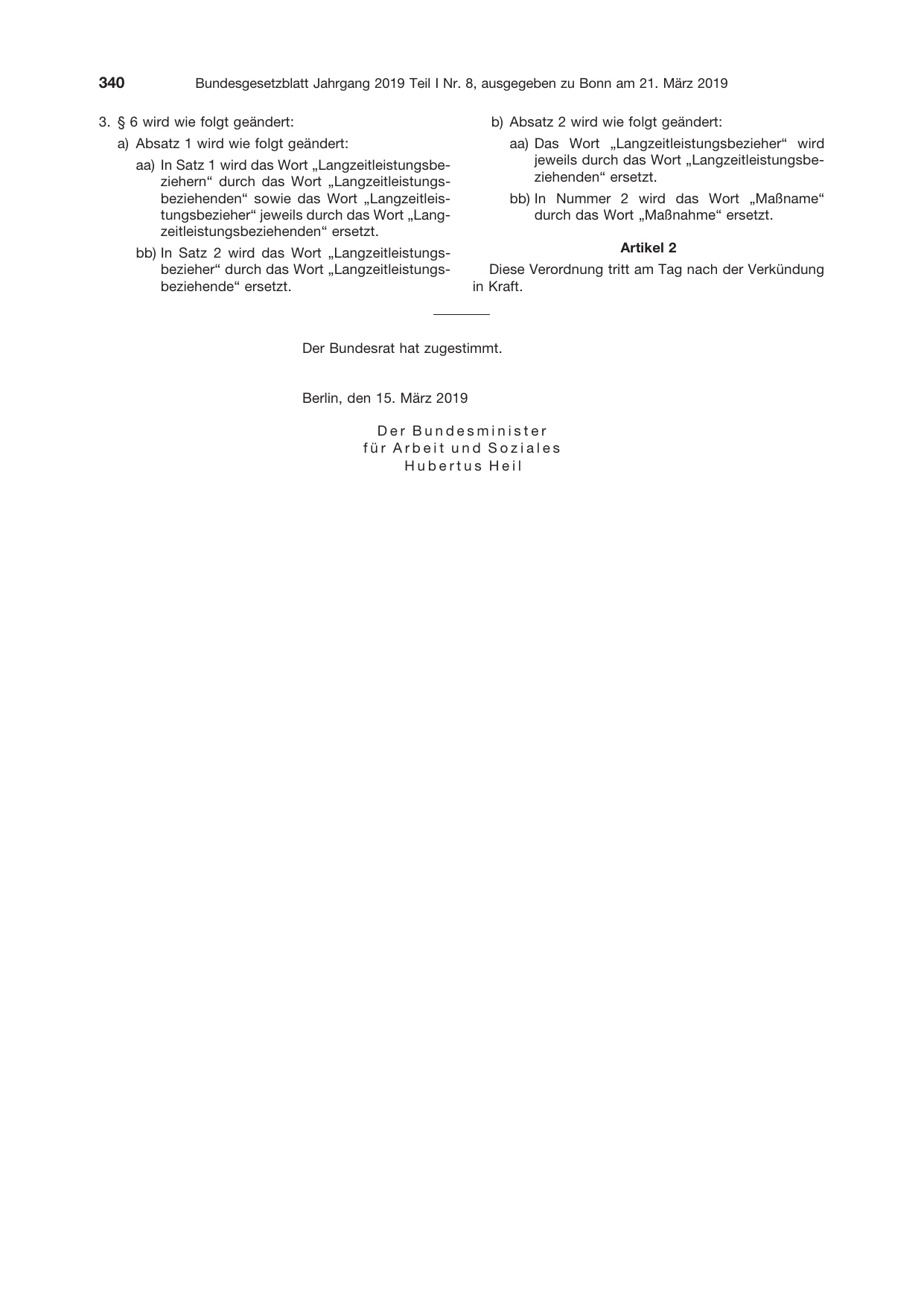 BGBl. 2019, Seite 340 — Originalseite als Abbildung