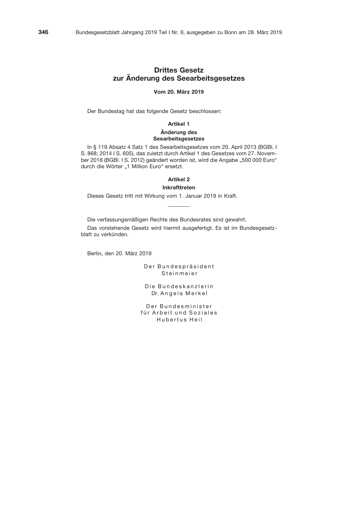 BGBl. 2019, Seite 346 — Originalseite als Abbildung