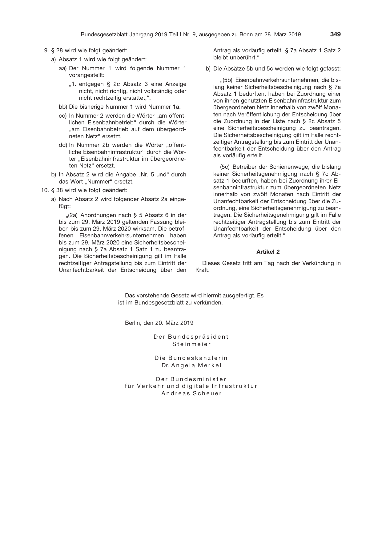 BGBl. 2019, Seite 349 — Originalseite als Abbildung