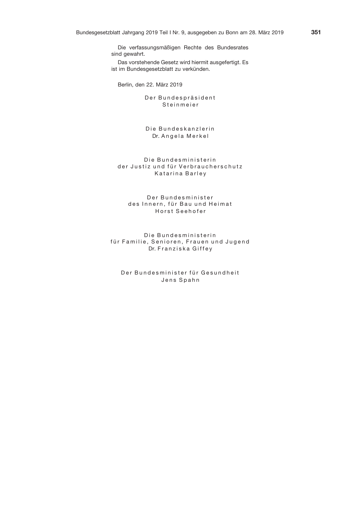 BGBl. 2019, Seite 351 — Originalseite als Abbildung