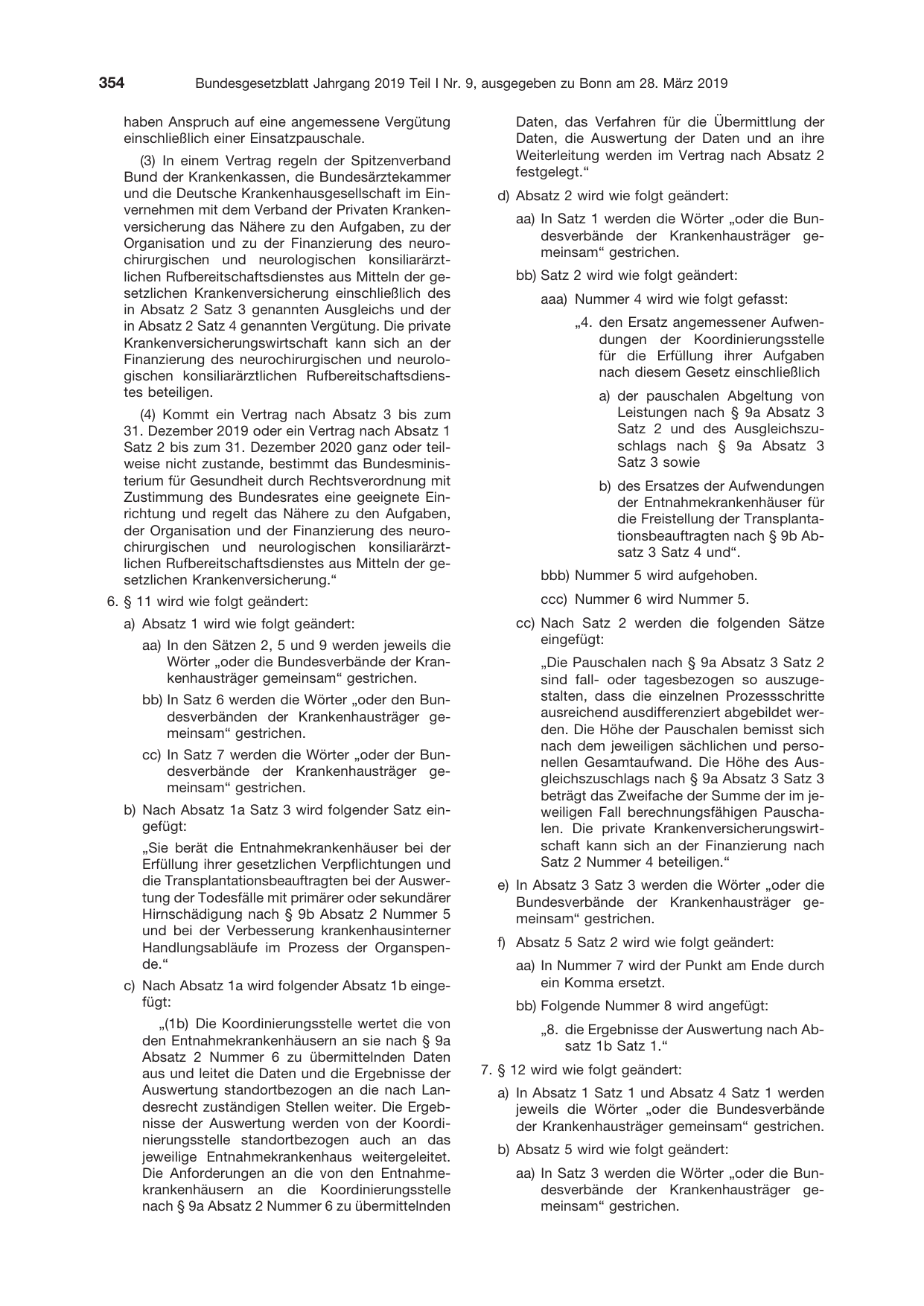 BGBl. 2019, Seite 354 — Originalseite als Abbildung