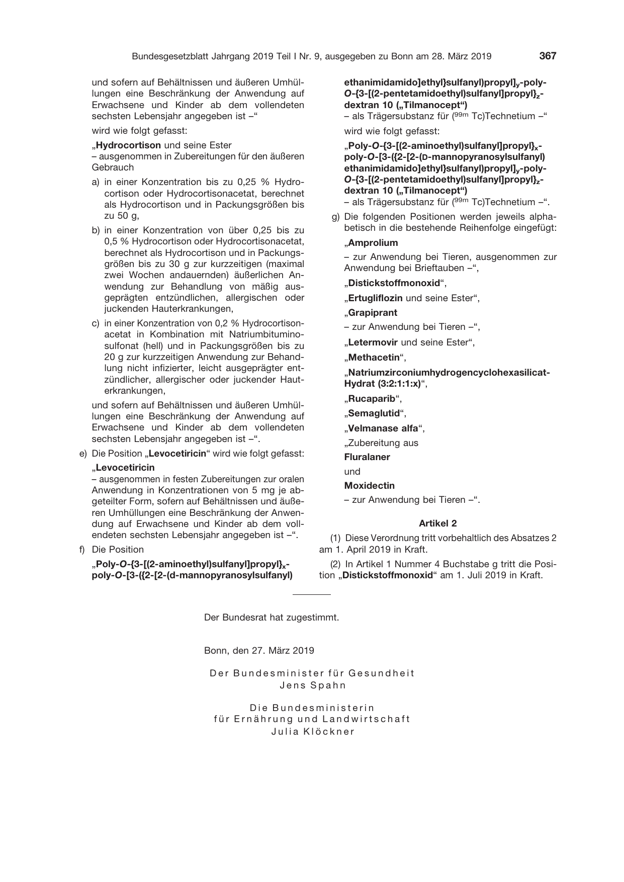 BGBl. 2019, Seite 367 — Originalseite als Abbildung