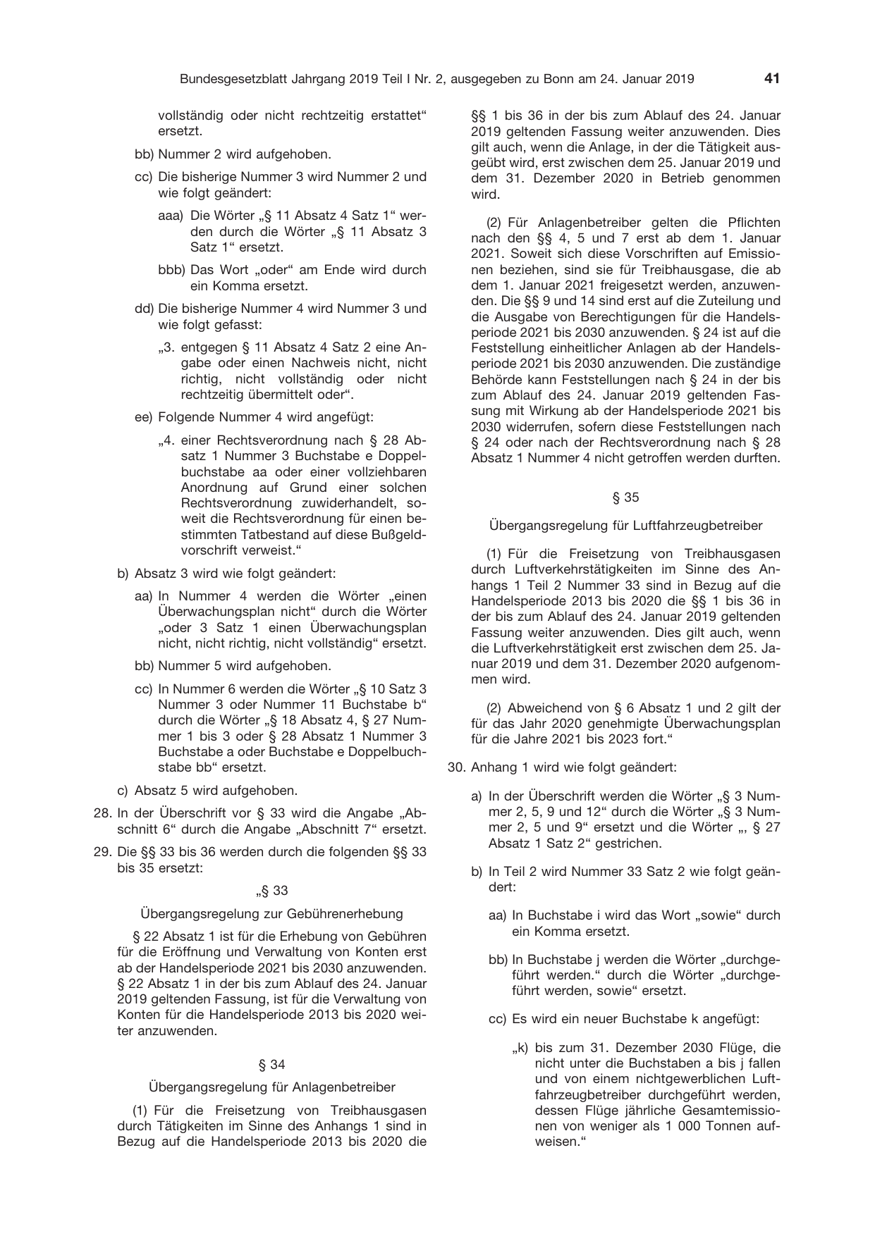 BGBl. 2019, Seite 41 — Originalseite als Abbildung