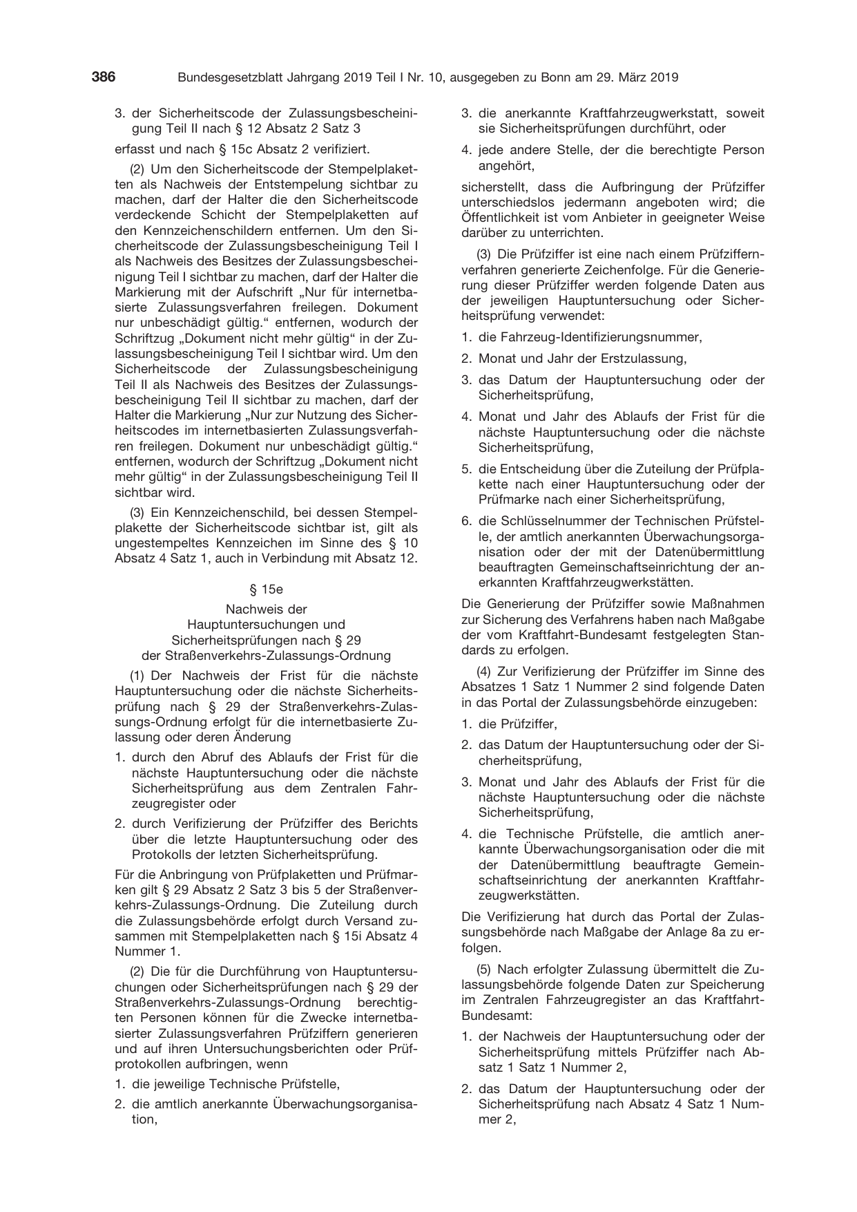 BGBl. 2019, Seite 386 — Originalseite als Abbildung