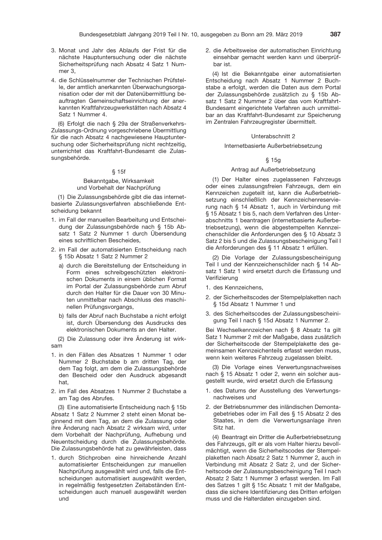 BGBl. 2019, Seite 387 — Originalseite als Abbildung