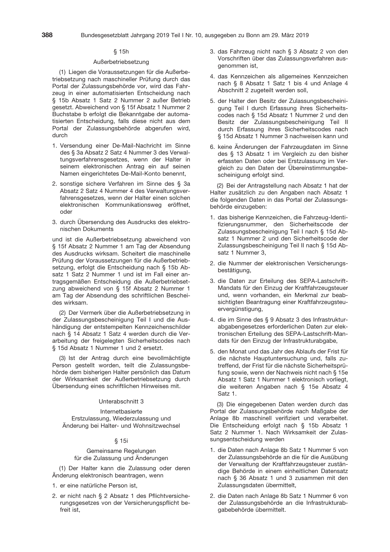 BGBl. 2019, Seite 388 — Originalseite als Abbildung