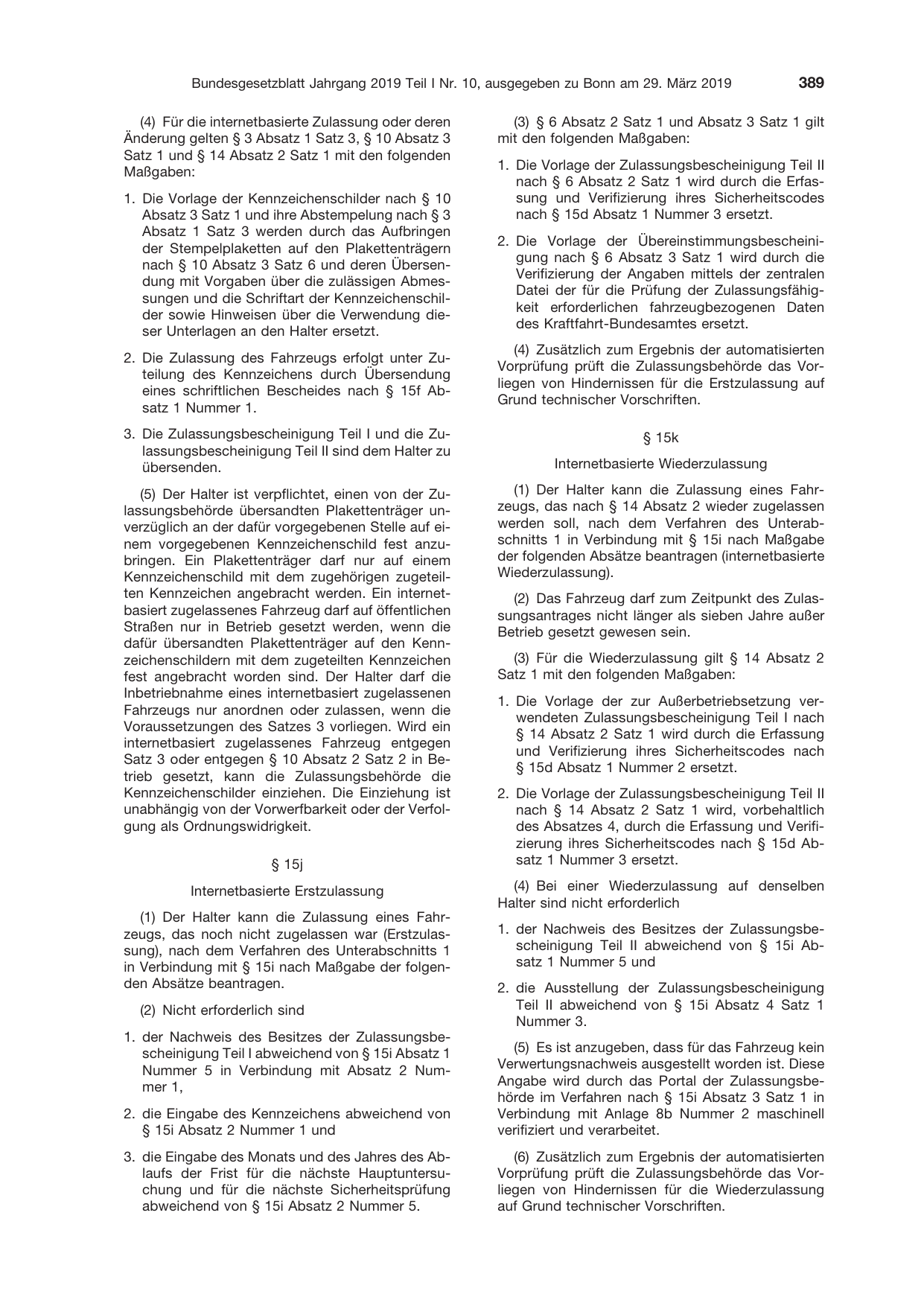 BGBl. 2019, Seite 389 — Originalseite als Abbildung