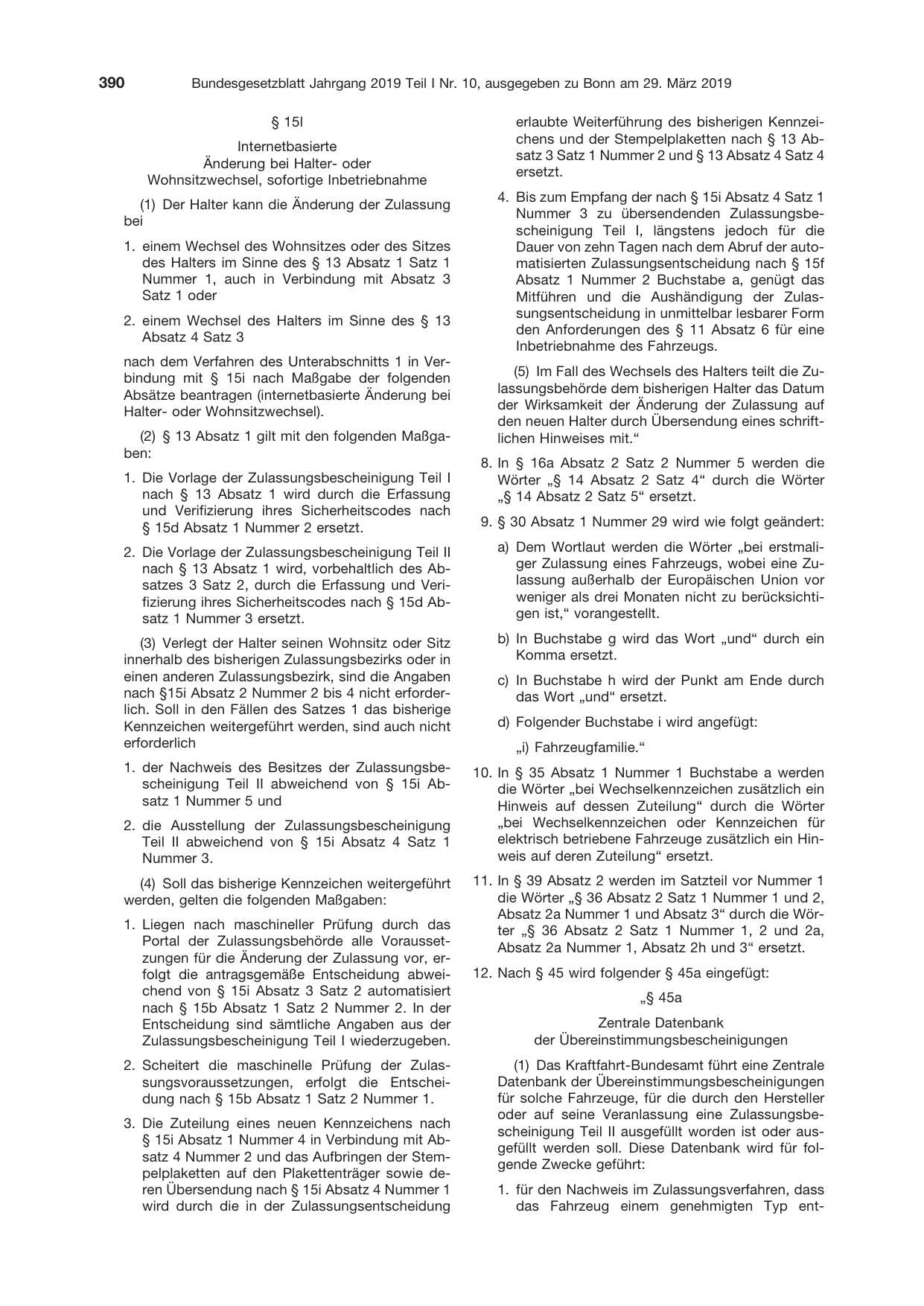 BGBl. 2019, Seite 390 — Originalseite als Abbildung