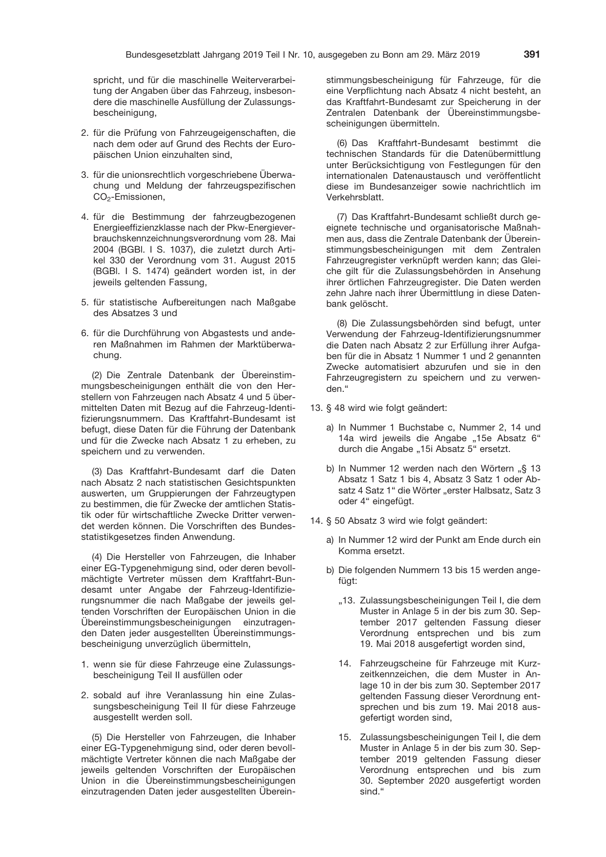 BGBl. 2019, Seite 391 — Originalseite als Abbildung