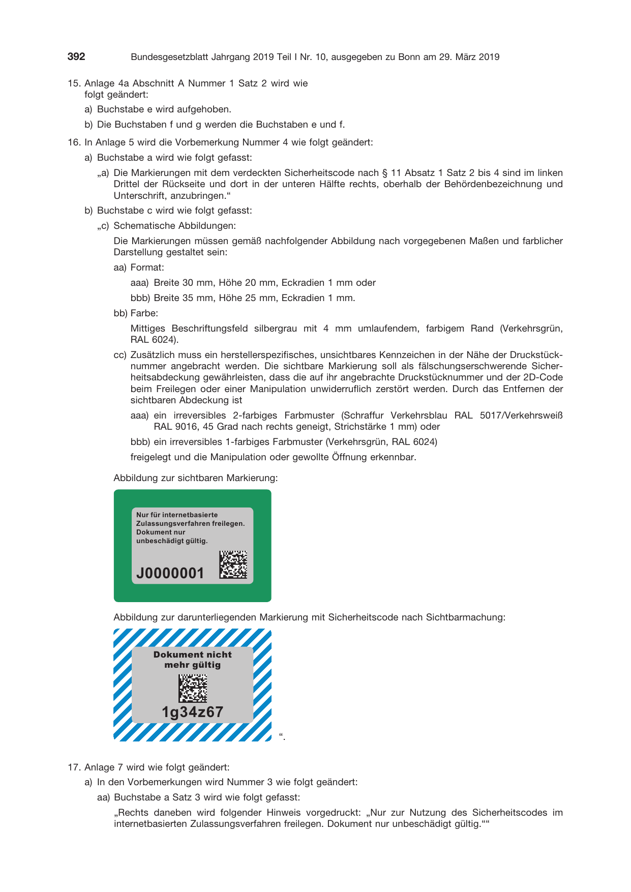 BGBl. 2019, Seite 392 — Originalseite als Abbildung