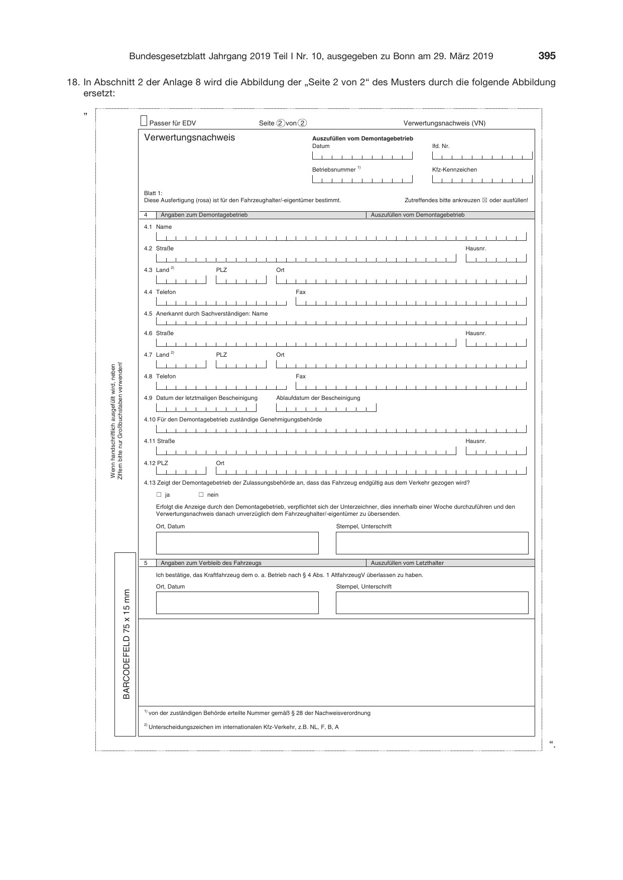BGBl. 2019, Seite 395 — Originalseite als Abbildung
