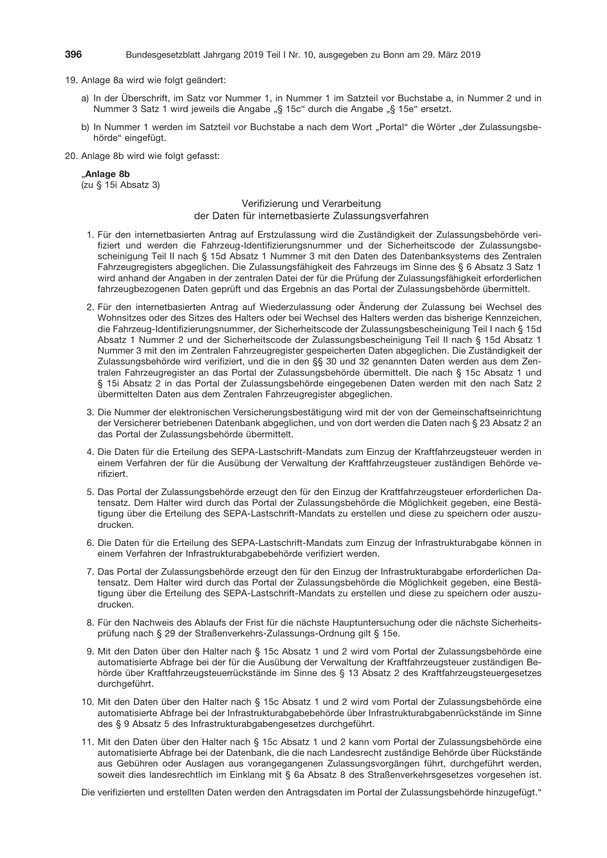 BGBl. 2019, Seite 396 — Originalseite als Abbildung