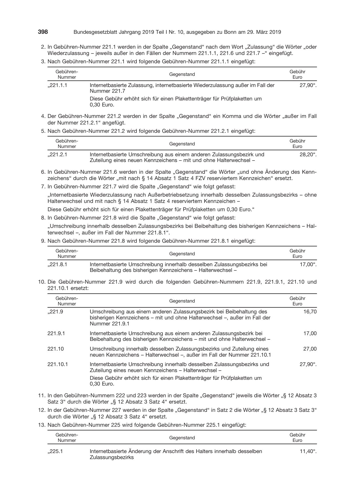 BGBl. 2019, Seite 398 — Originalseite als Abbildung