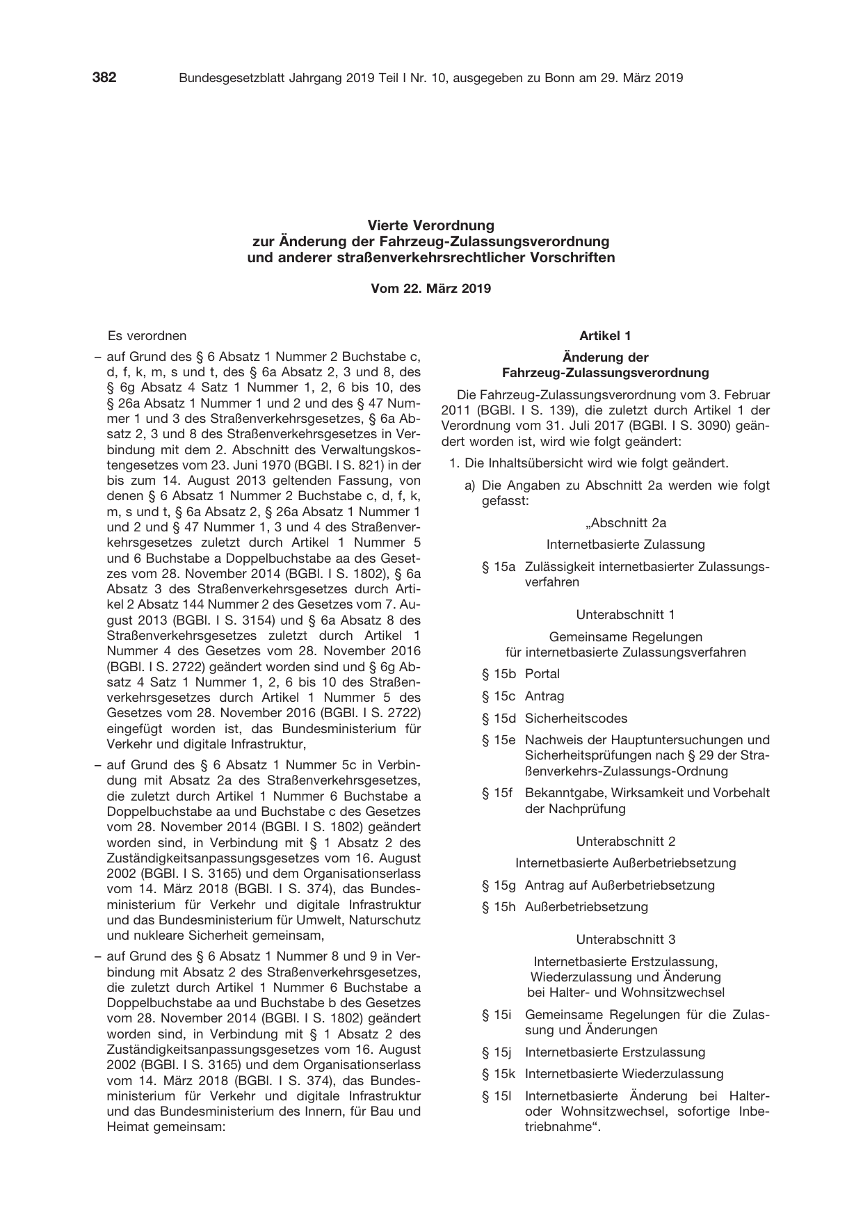 BGBl. 2019, Seite 382 — Originalseite als Abbildung