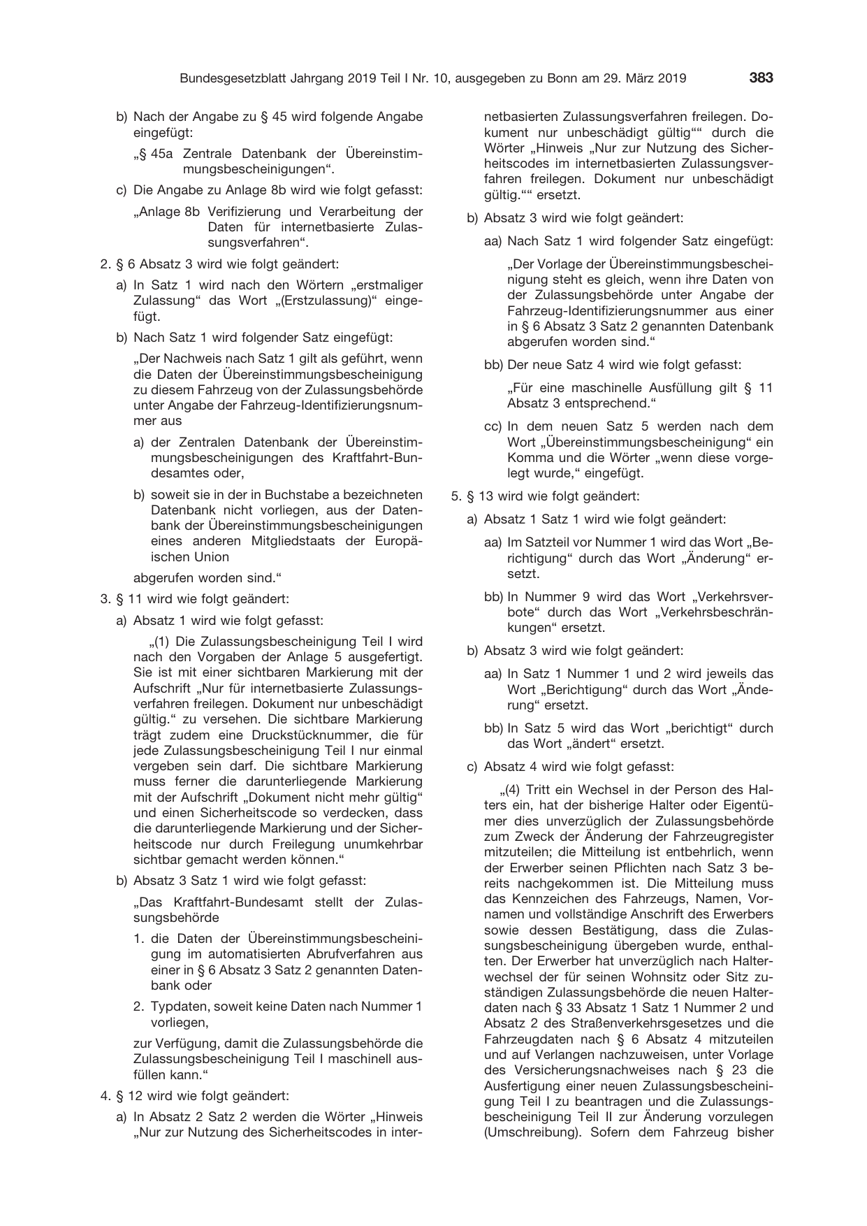 BGBl. 2019, Seite 383 — Originalseite als Abbildung
