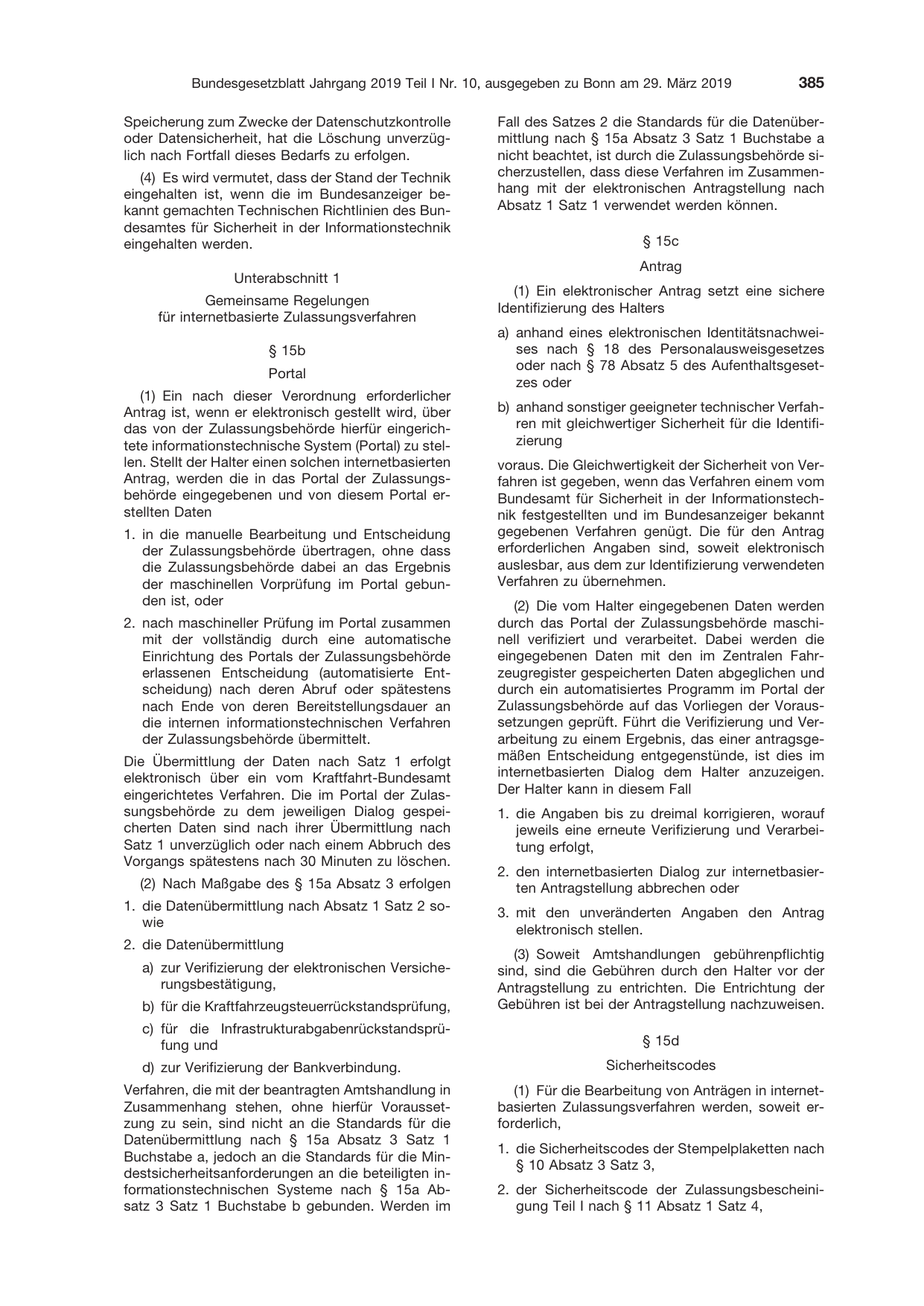 BGBl. 2019, Seite 385 — Originalseite als Abbildung