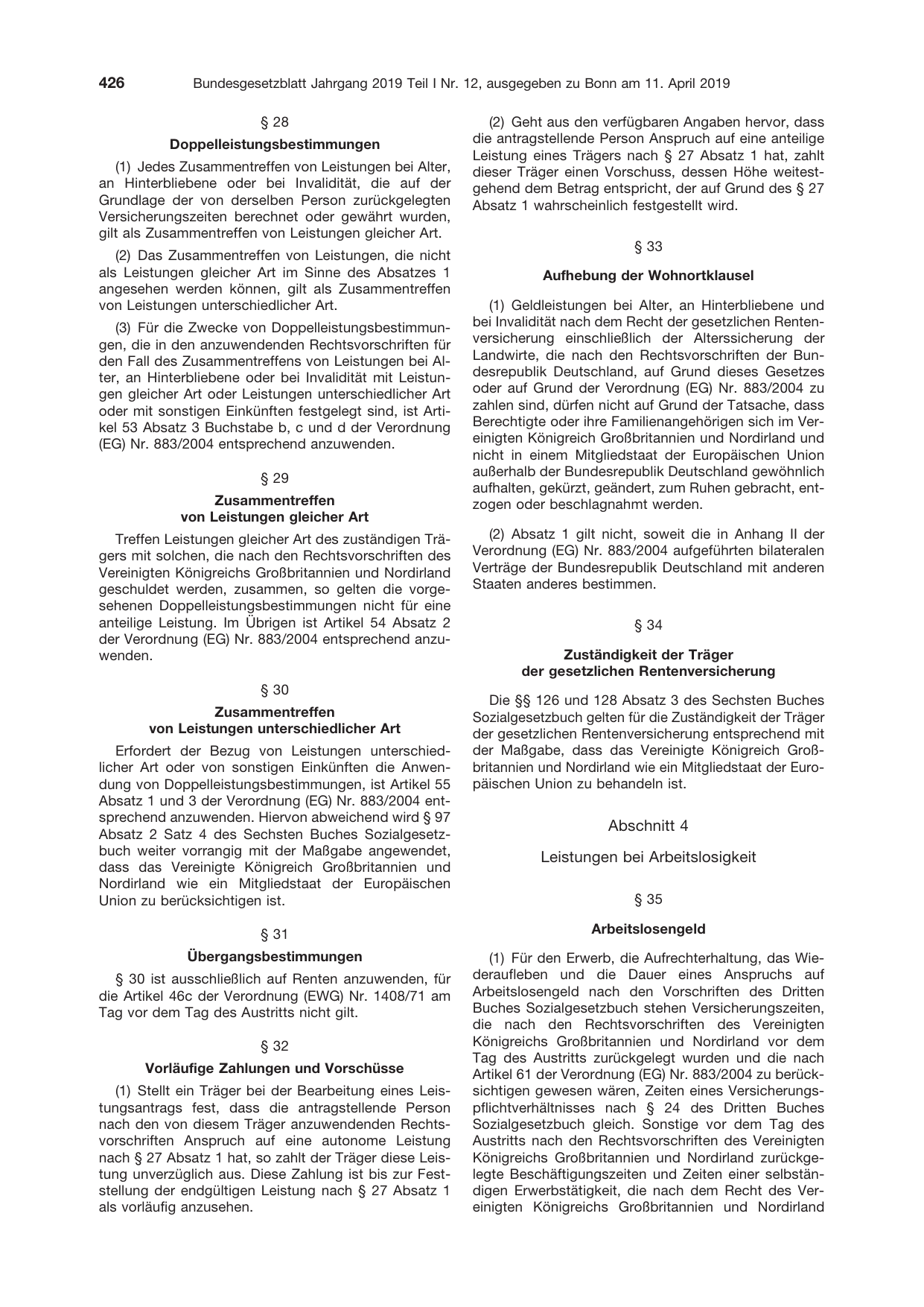 BGBl. 2019, Seite 426 — Originalseite als Abbildung