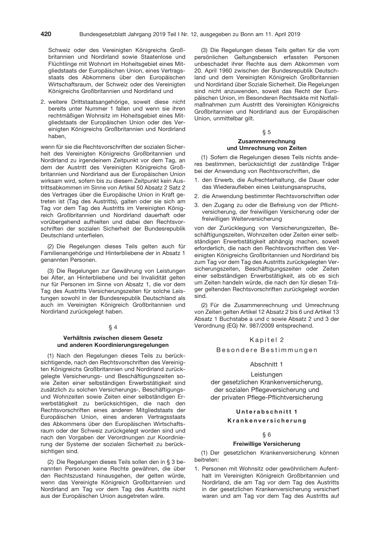 BGBl. 2019, Seite 420 — Originalseite als Abbildung