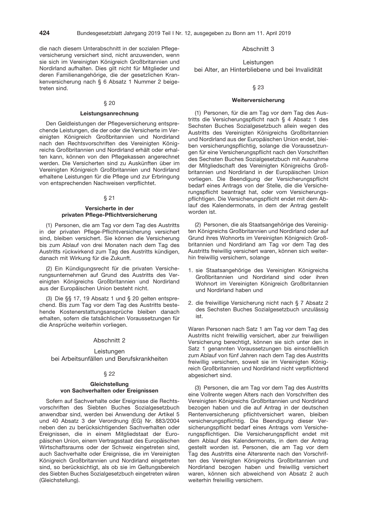 BGBl. 2019, Seite 424 — Originalseite als Abbildung