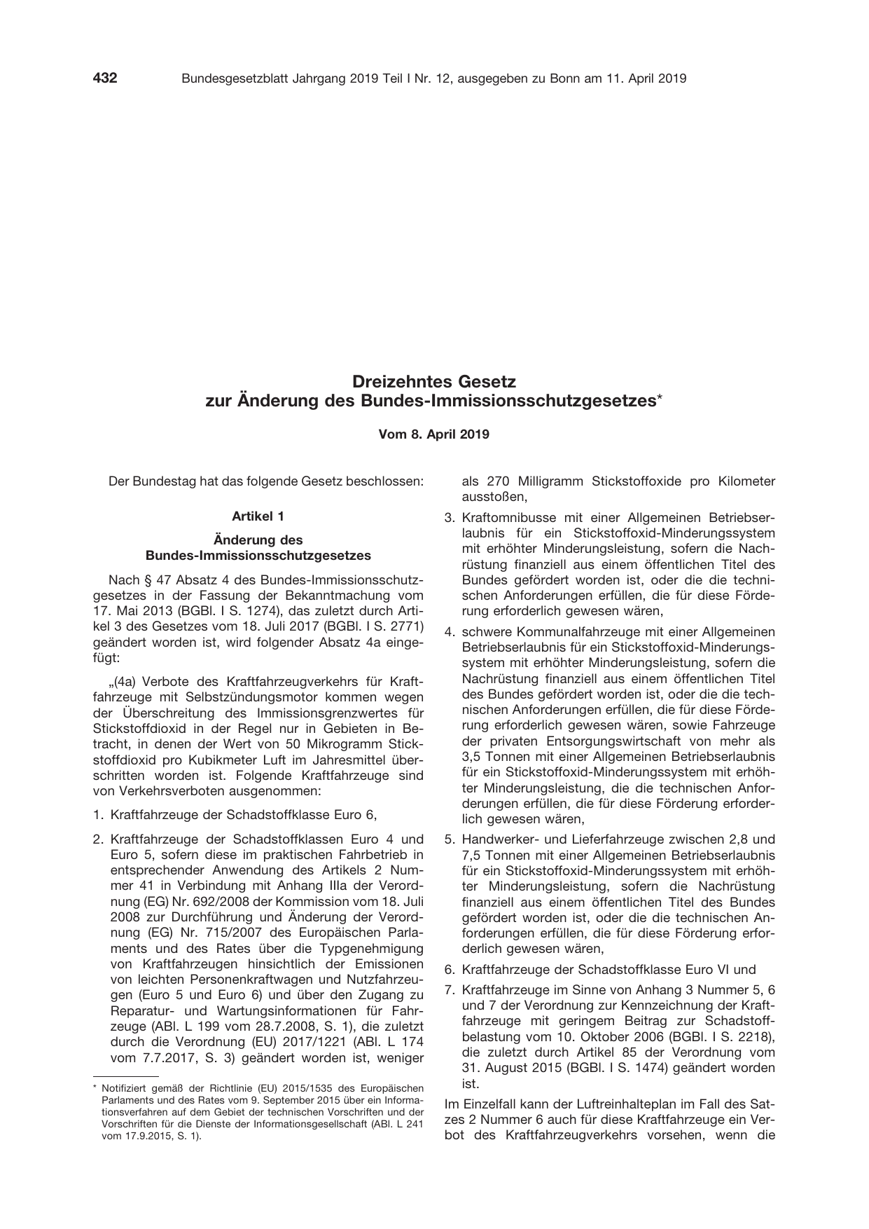 BGBl. 2019, Seite 432 — Originalseite als Abbildung