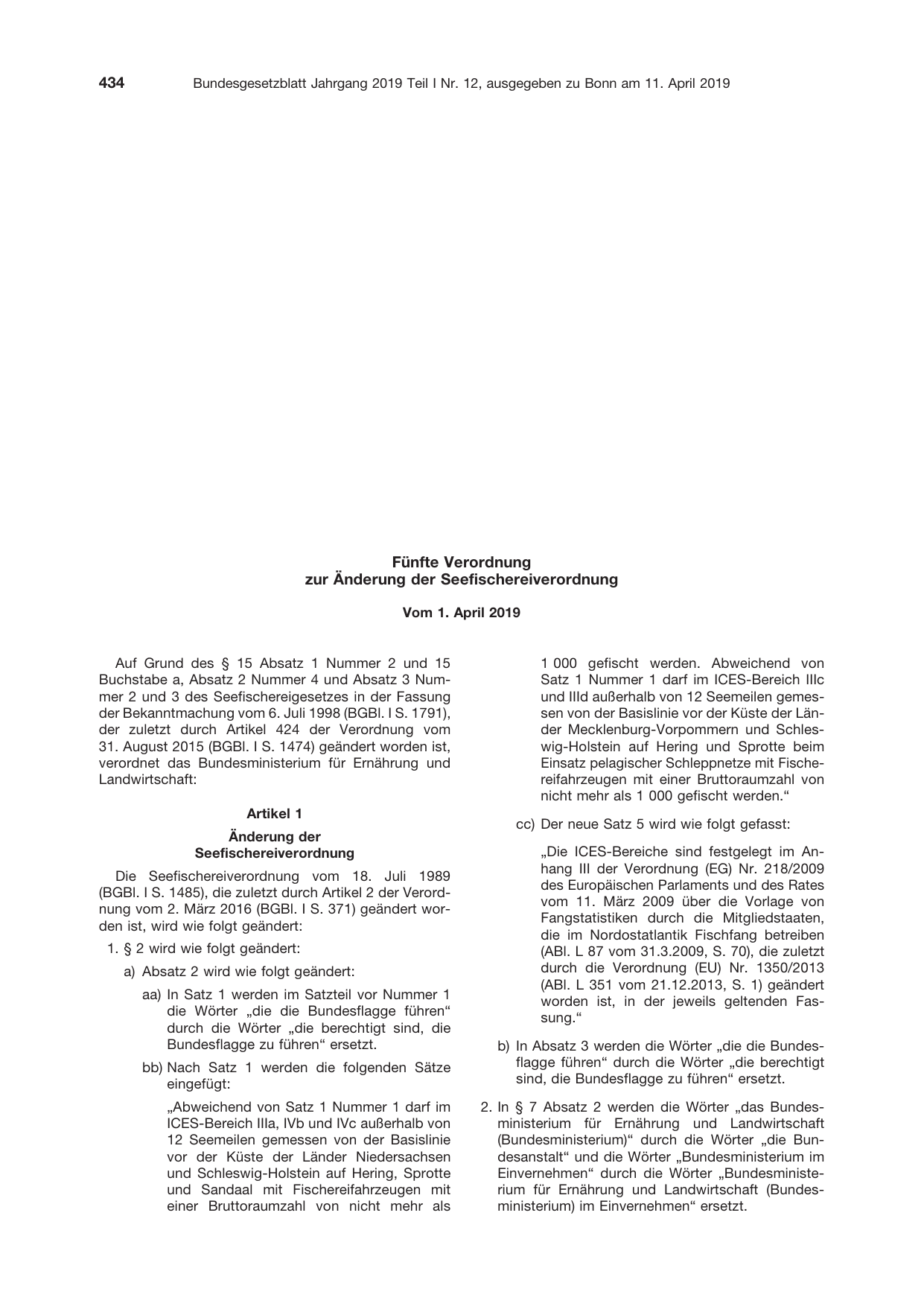 BGBl. 2019, Seite 434 — Originalseite als Abbildung
