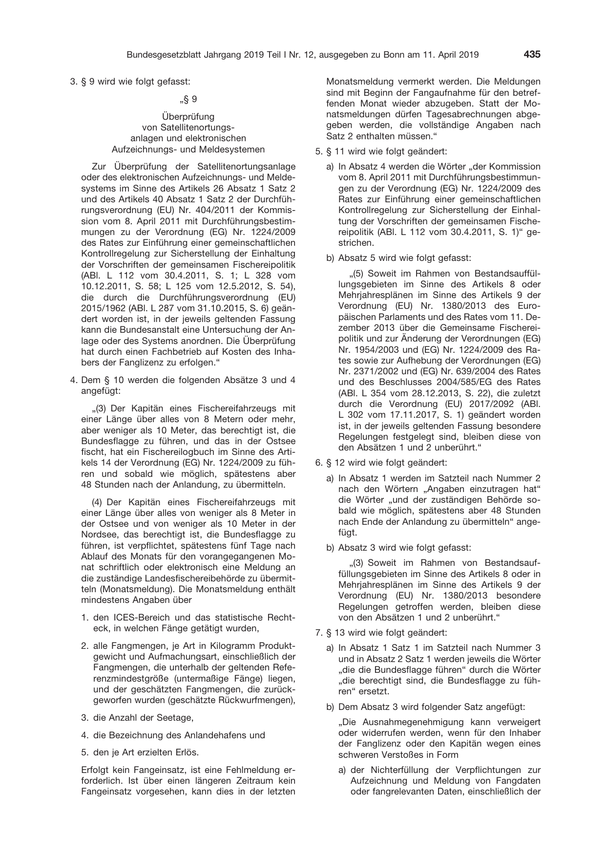 BGBl. 2019, Seite 435 — Originalseite als Abbildung