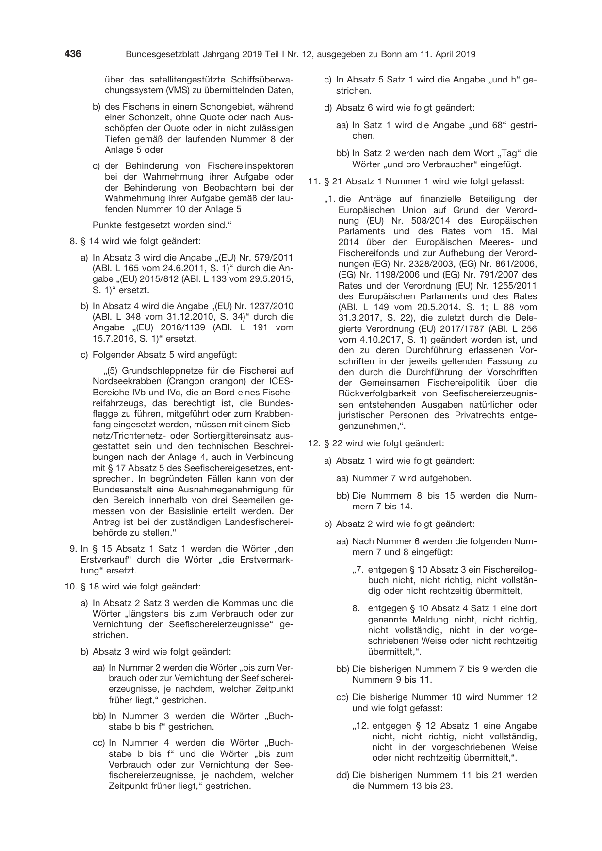 BGBl. 2019, Seite 436 — Originalseite als Abbildung