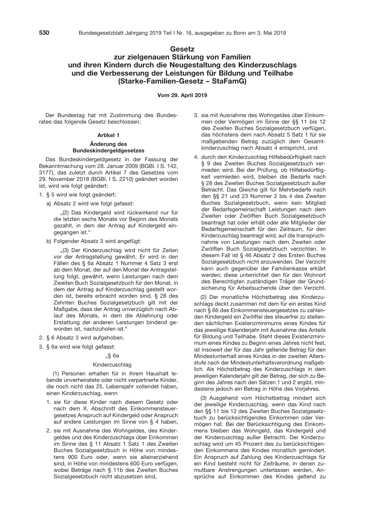 BGBl. 2019, Seite 530 — Originalseite als Abbildung