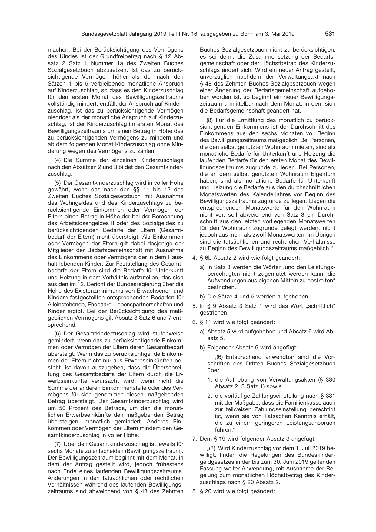 BGBl. 2019, Seite 531 — Originalseite als Abbildung