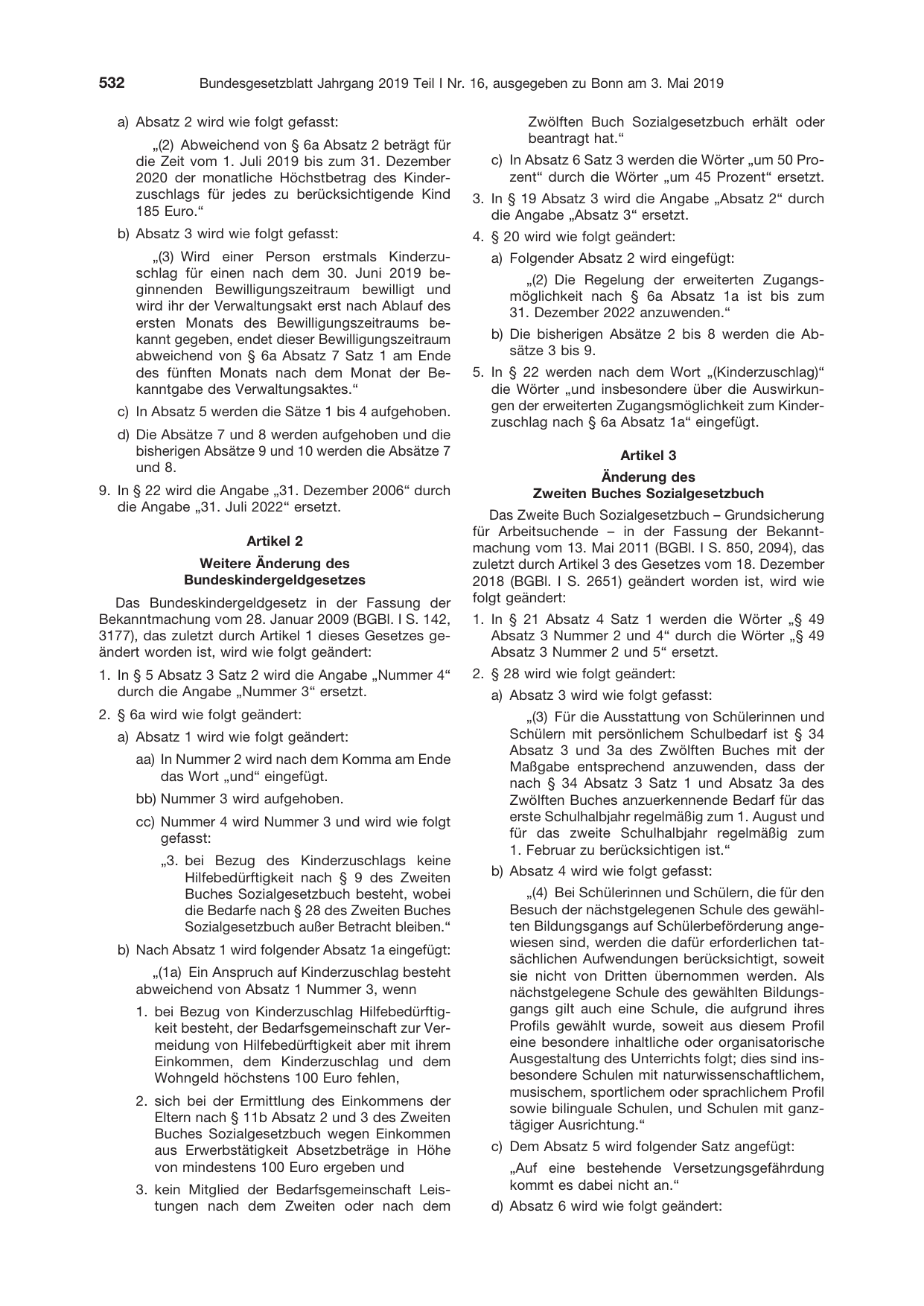 BGBl. 2019, Seite 532 — Originalseite als Abbildung