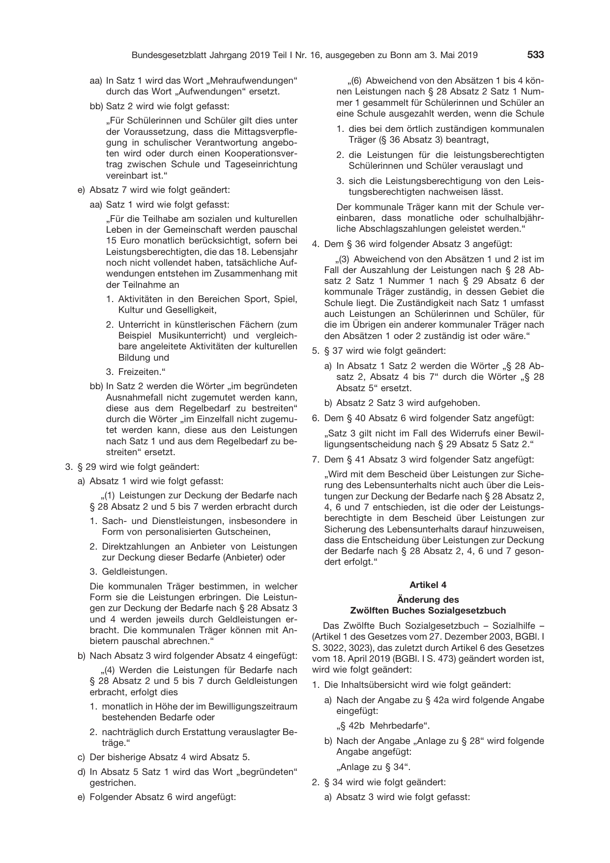 BGBl. 2019, Seite 533 — Originalseite als Abbildung