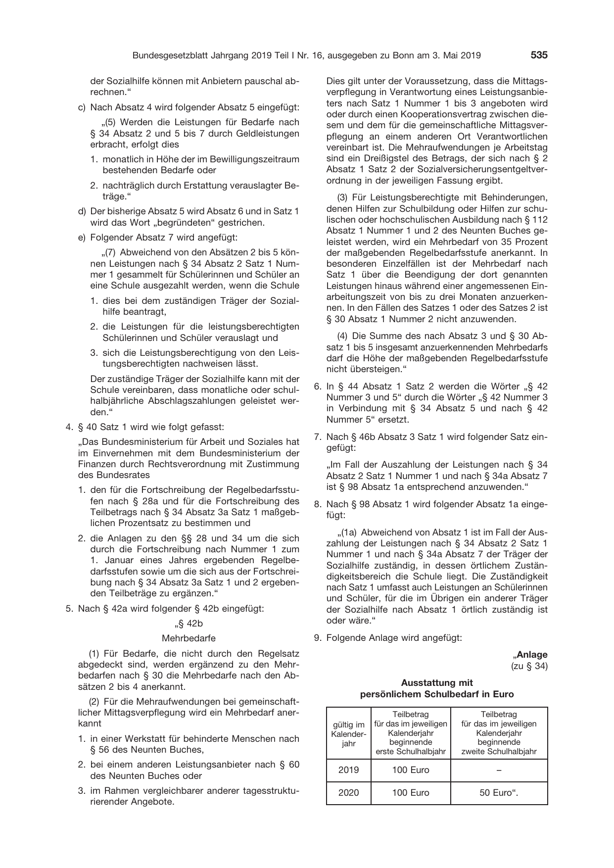 BGBl. 2019, Seite 535 — Originalseite als Abbildung