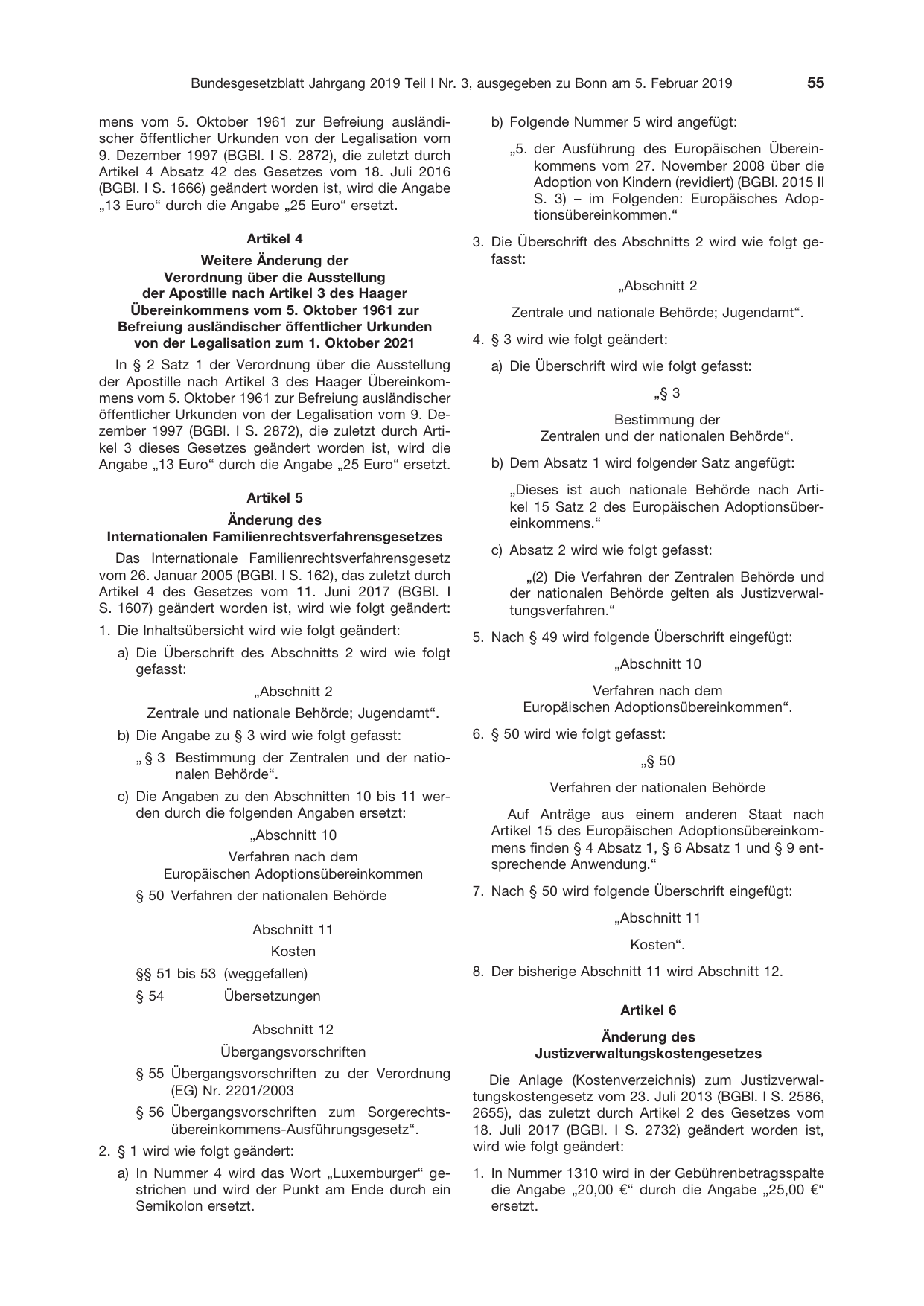 BGBl. 2019, Seite 55 — Originalseite als Abbildung