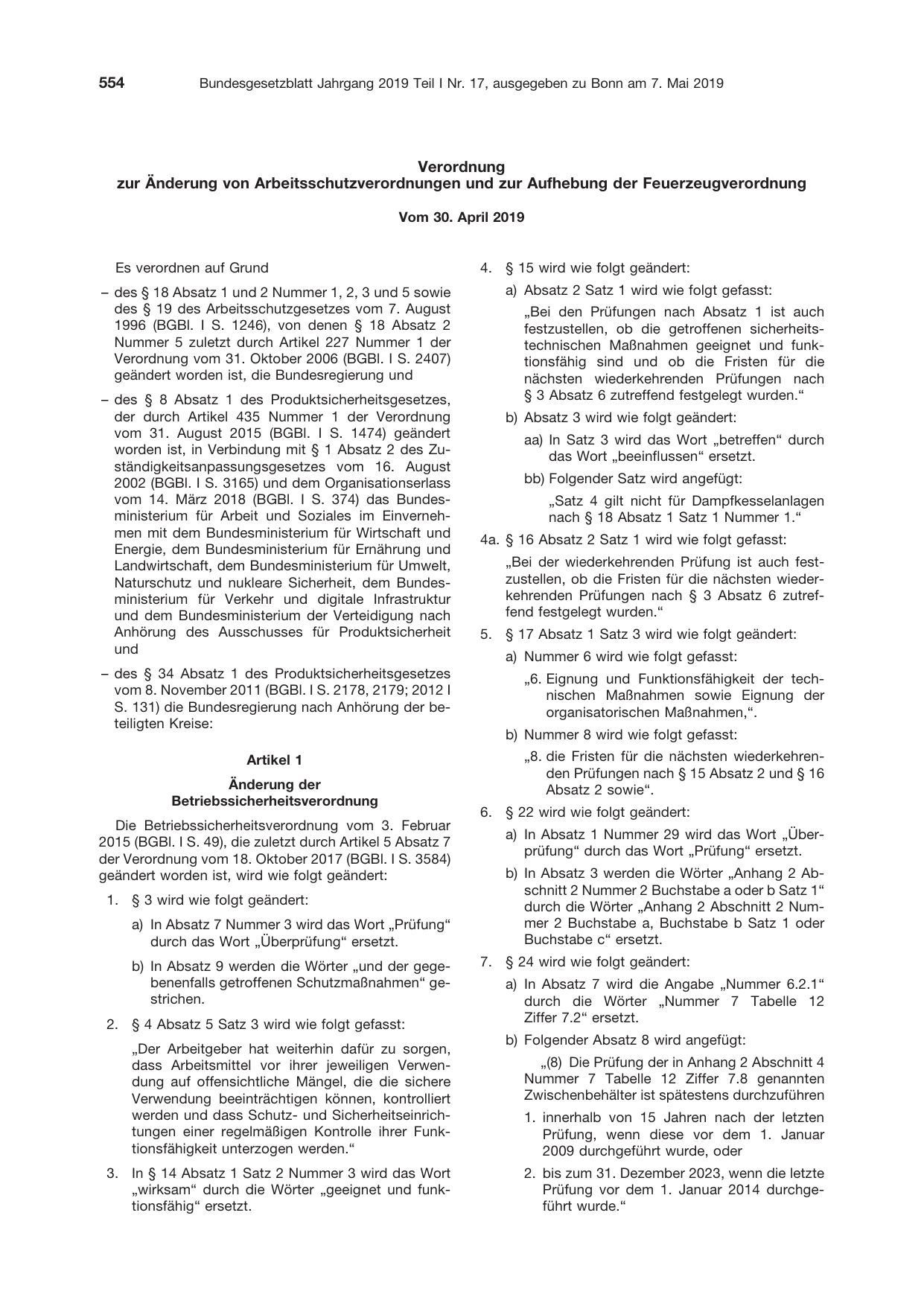 BGBl. 2019, Seite 554 — Originalseite als Abbildung