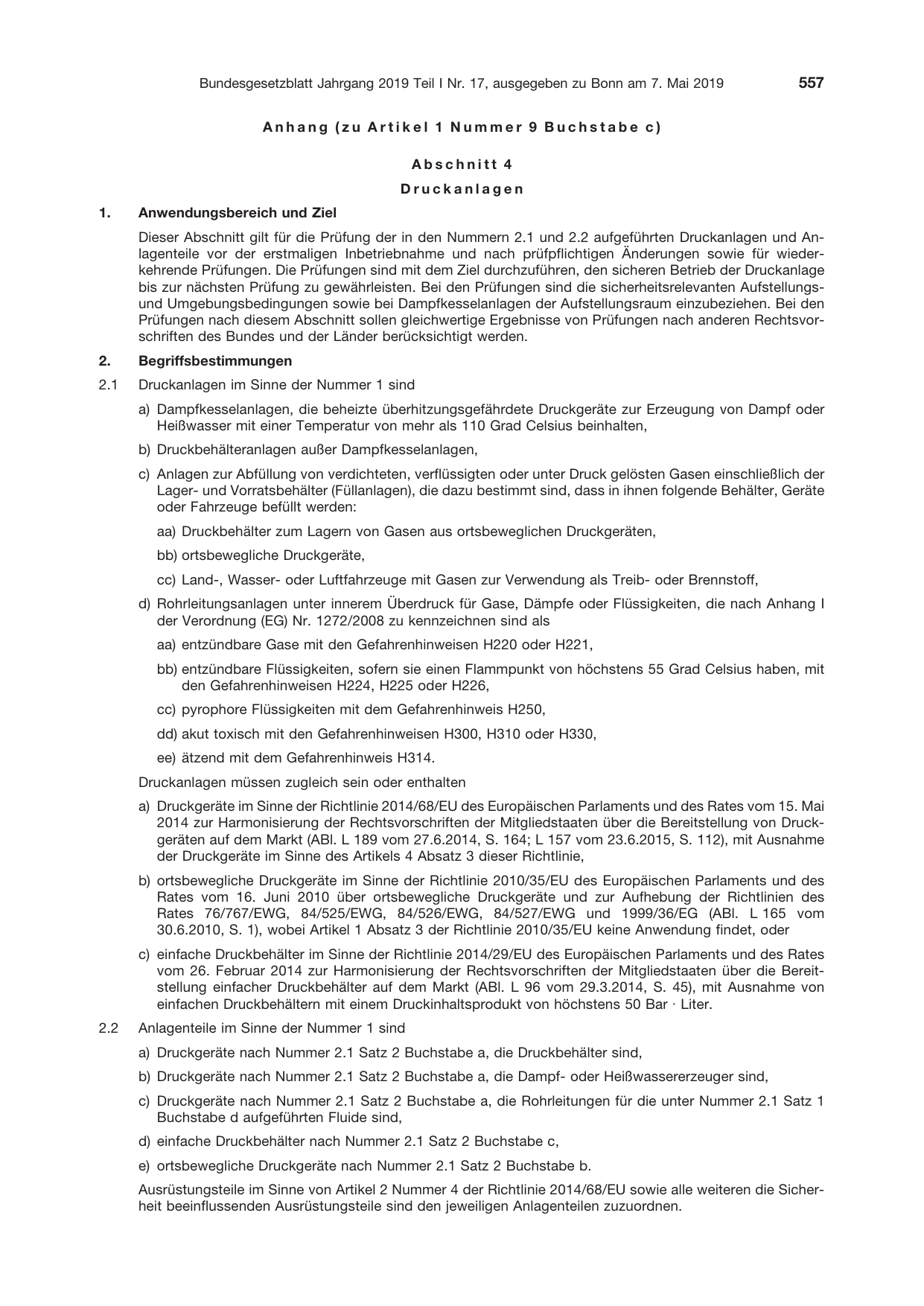 BGBl. 2019, Seite 557 — Originalseite als Abbildung