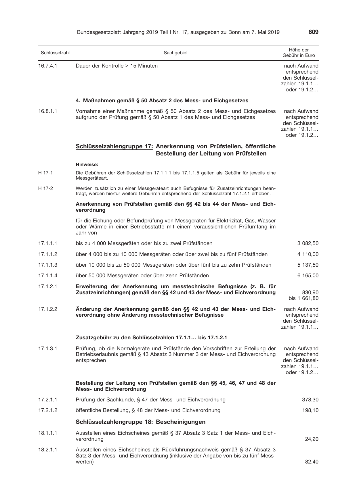 BGBl. 2019, Seite 609 — Originalseite als Abbildung