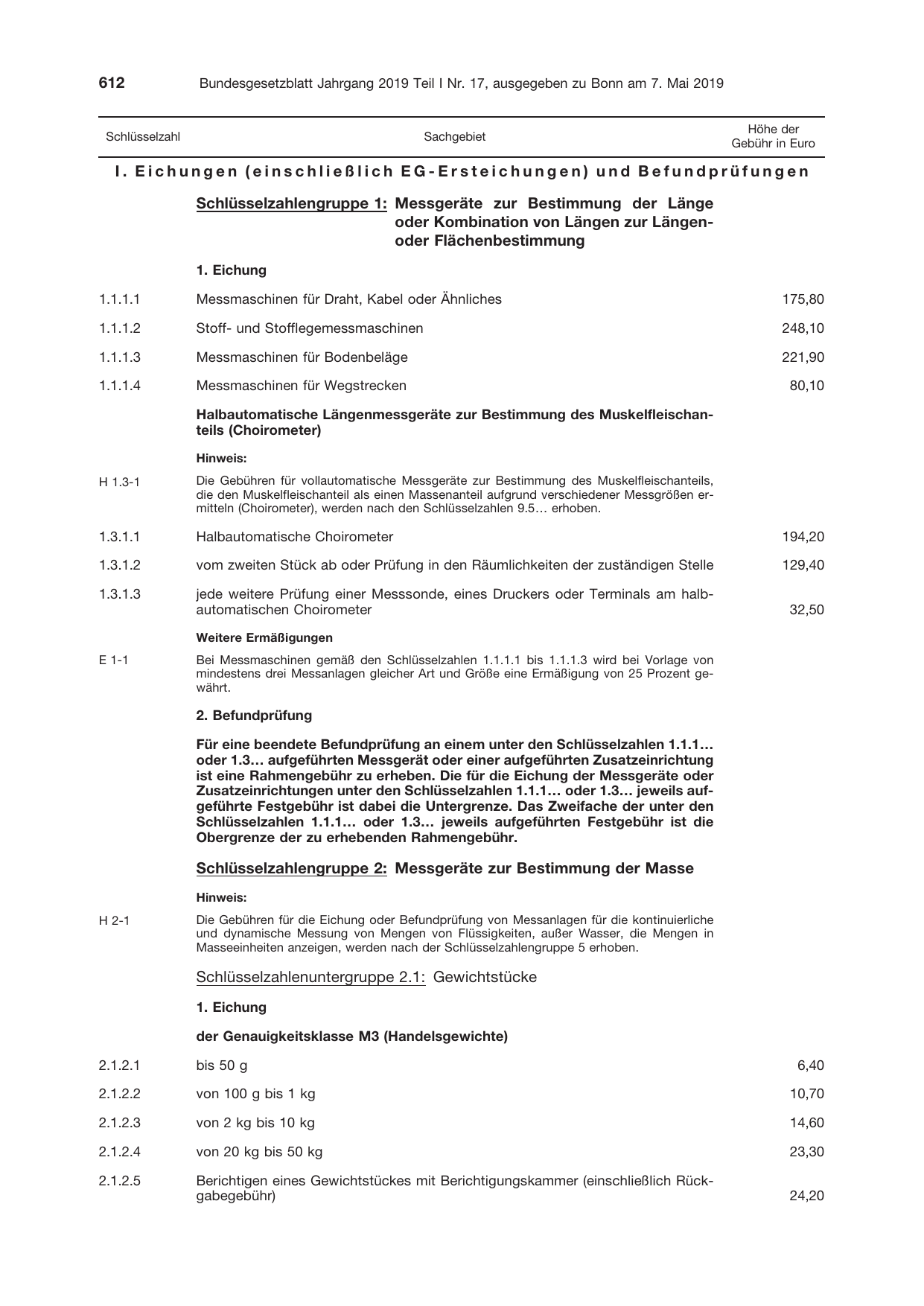 BGBl. 2019, Seite 612 — Originalseite als Abbildung