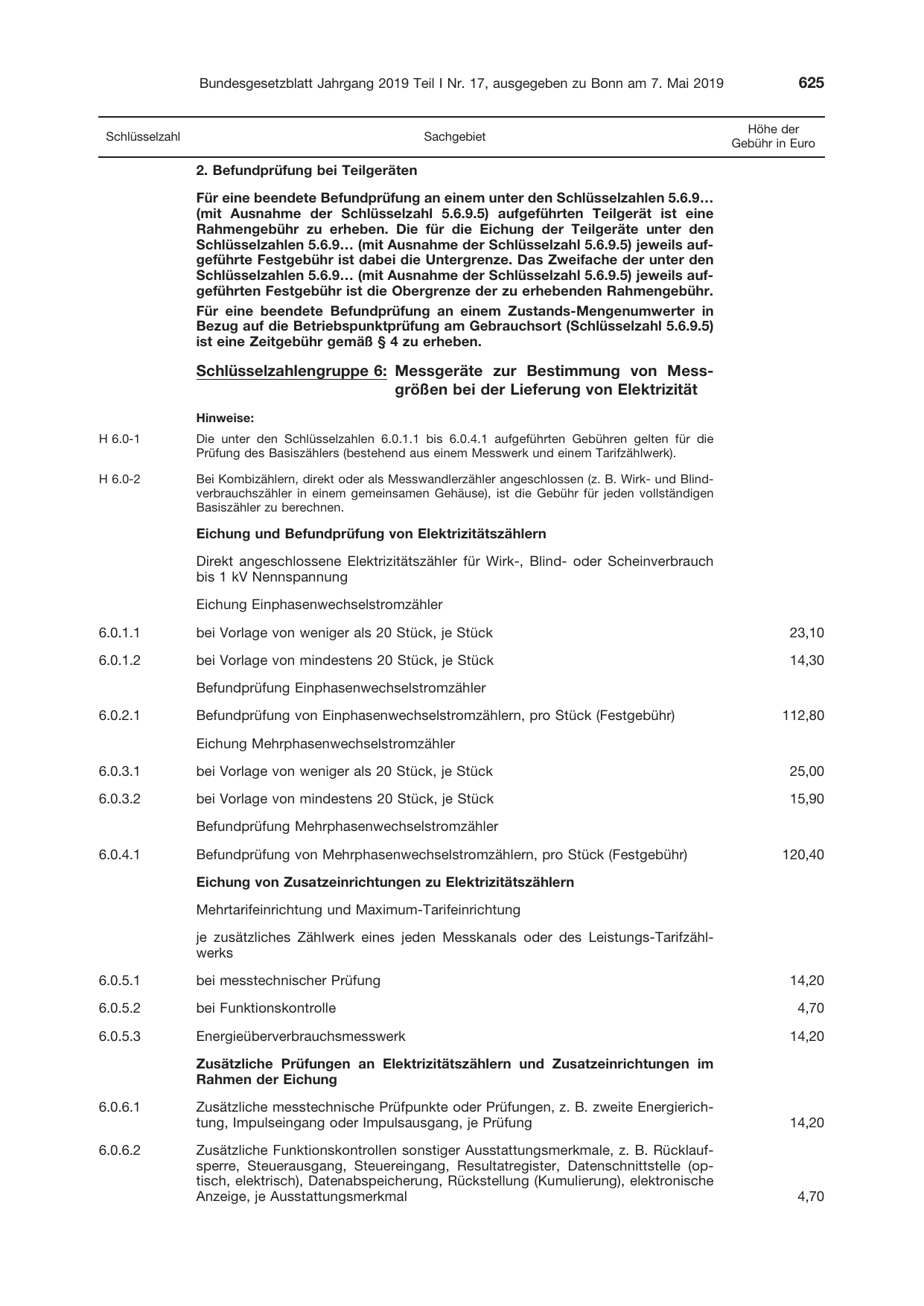 BGBl. 2019, Seite 625 — Originalseite als Abbildung