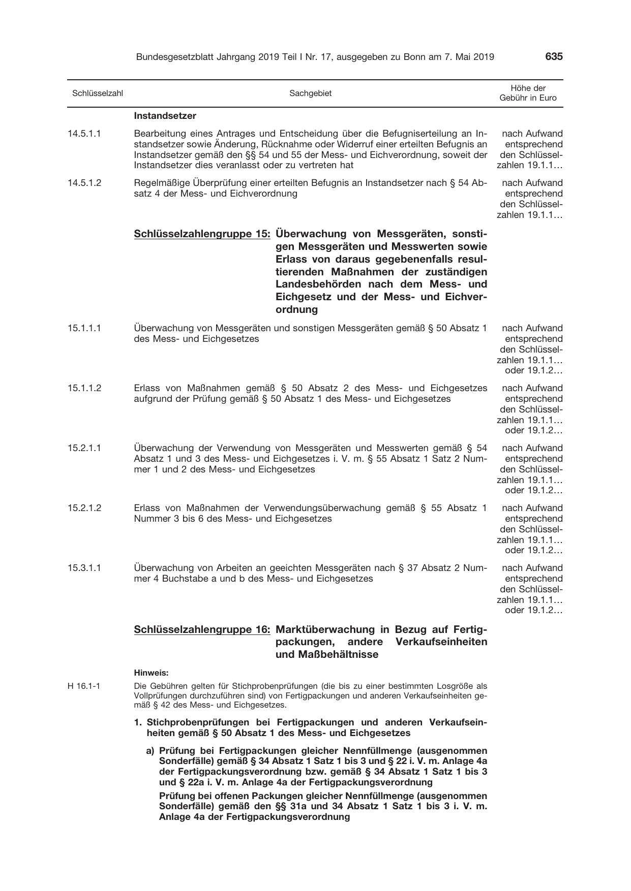 BGBl. 2019, Seite 635 — Originalseite als Abbildung