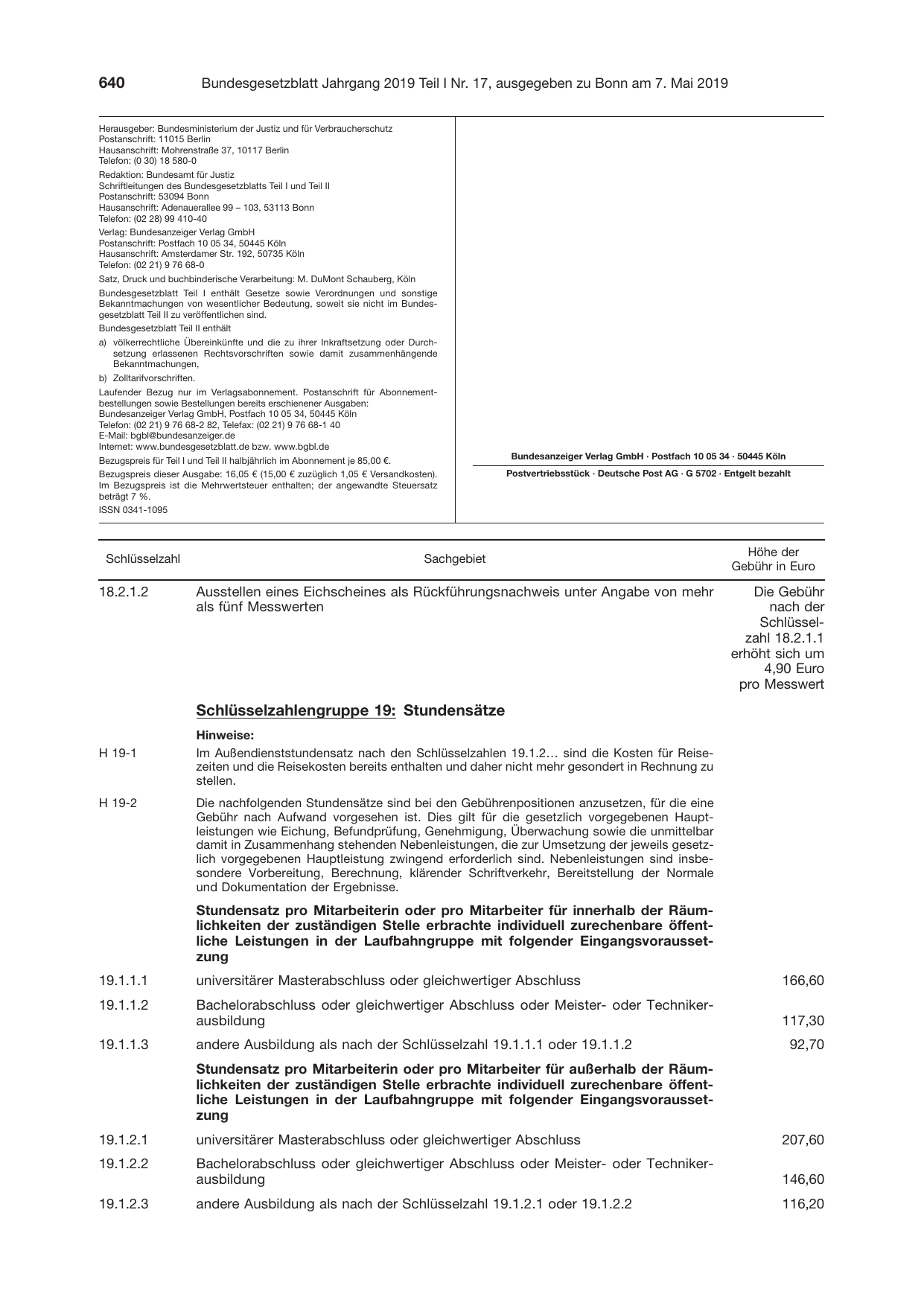 BGBl. 2019, Seite 640 — Originalseite als Abbildung