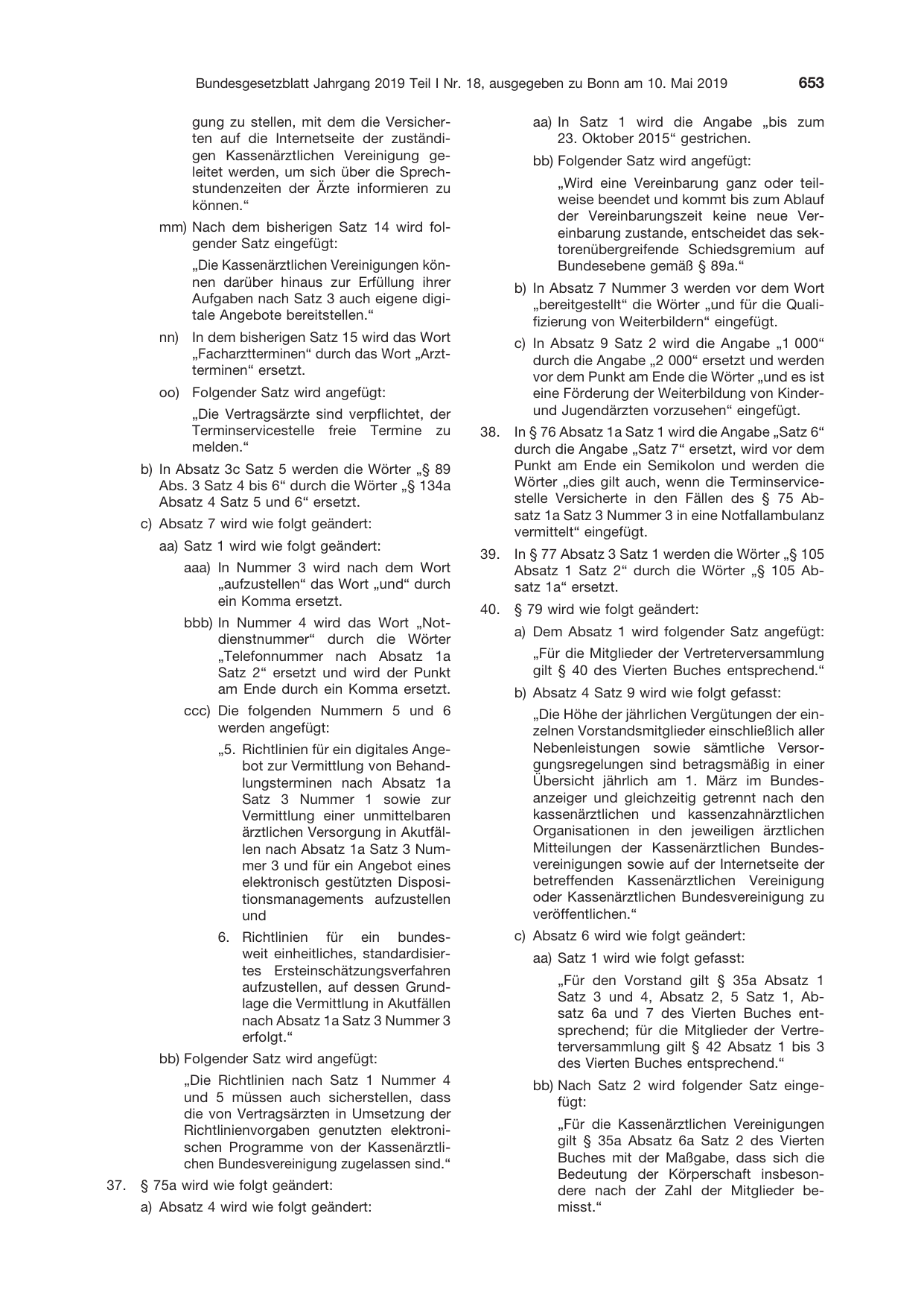 BGBl. 2019, Seite 653 — Originalseite als Abbildung