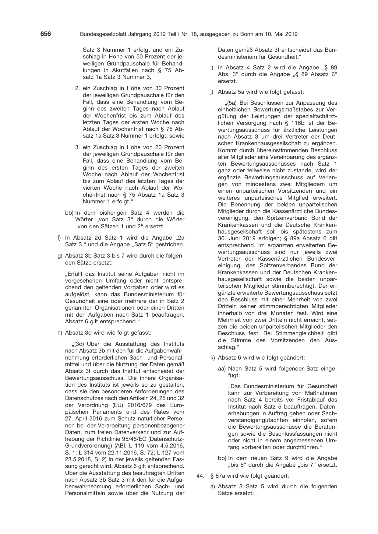 BGBl. 2019, Seite 656 — Originalseite als Abbildung