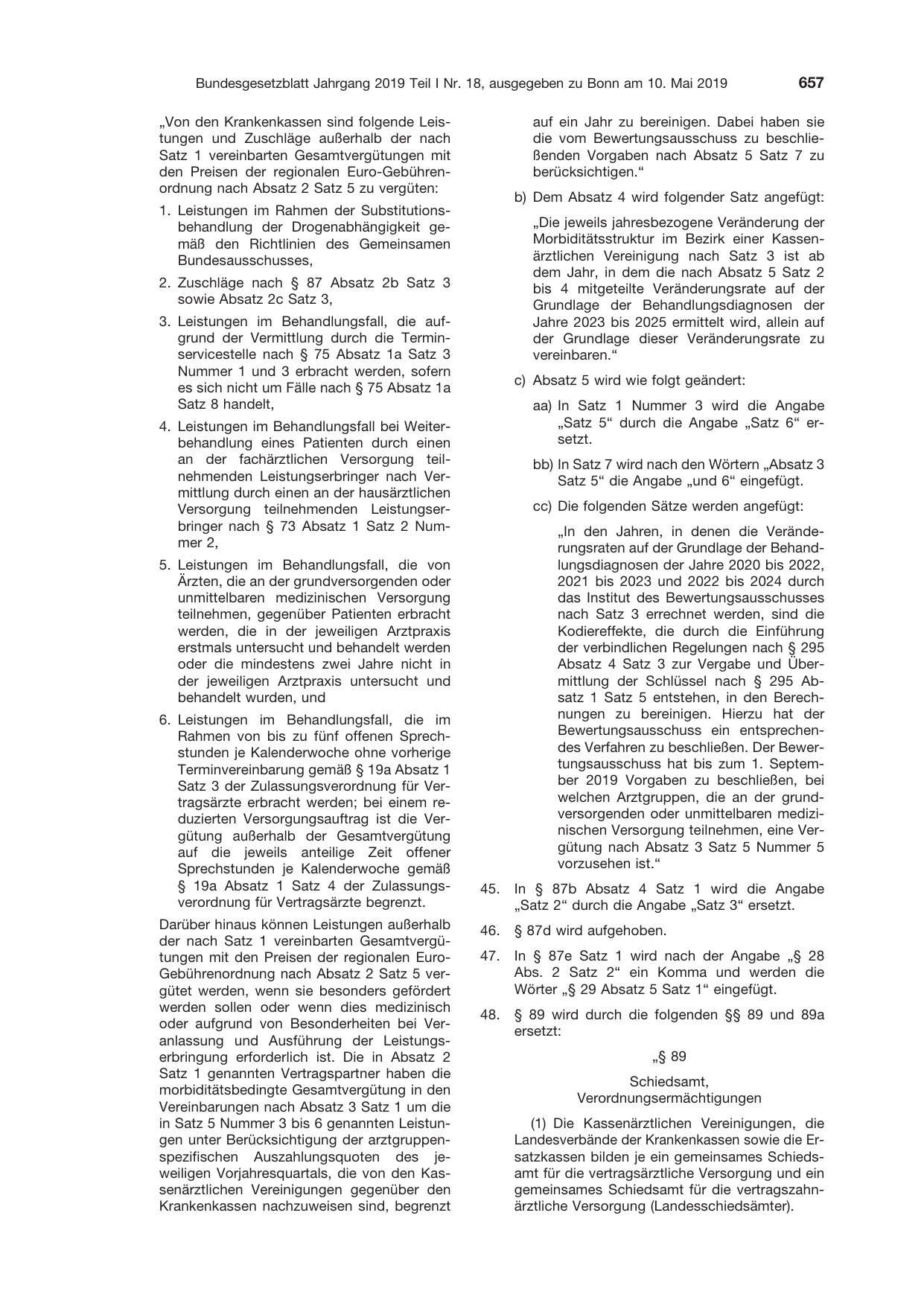 BGBl. 2019, Seite 657 — Originalseite als Abbildung