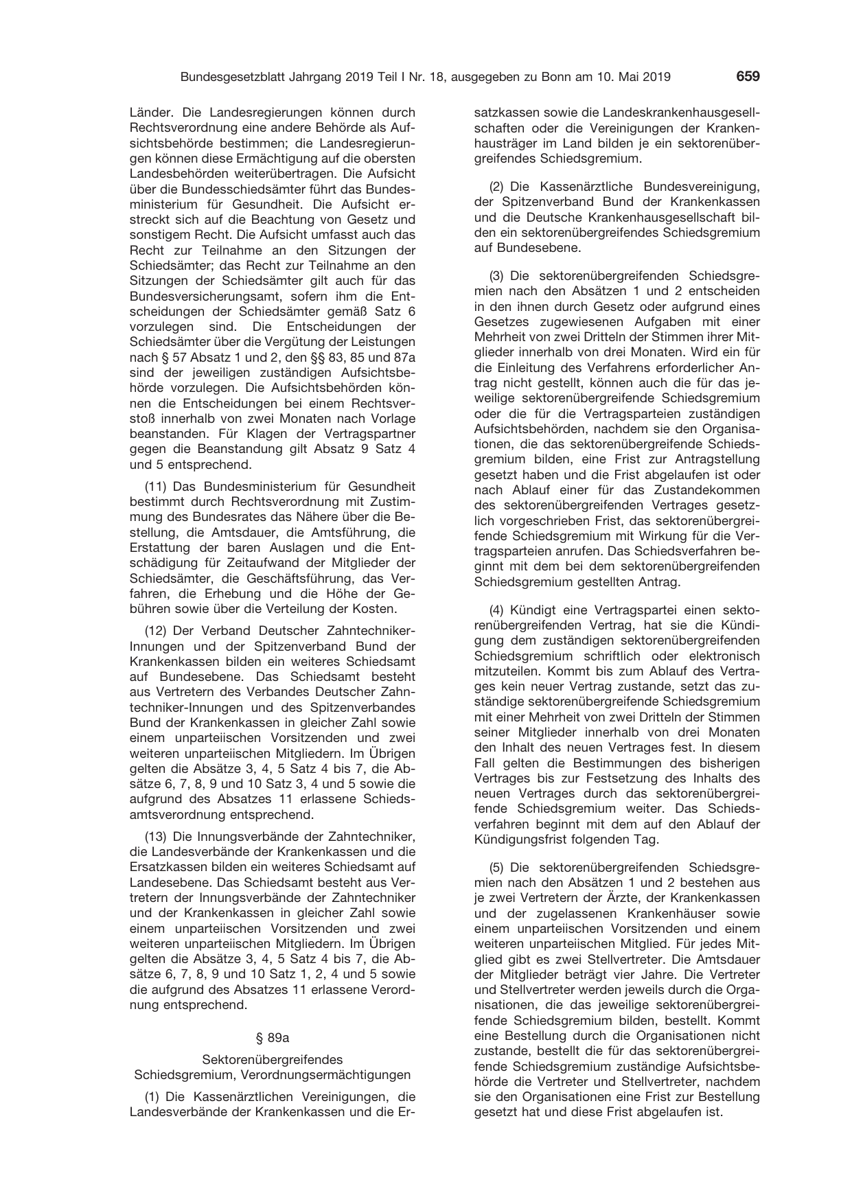 BGBl. 2019, Seite 659 — Originalseite als Abbildung