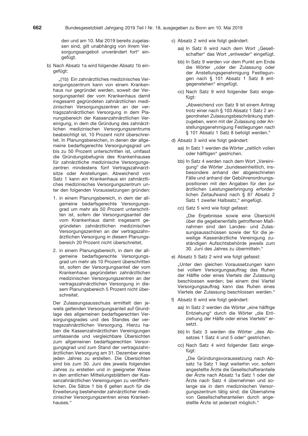 BGBl. 2019, Seite 662 — Originalseite als Abbildung
