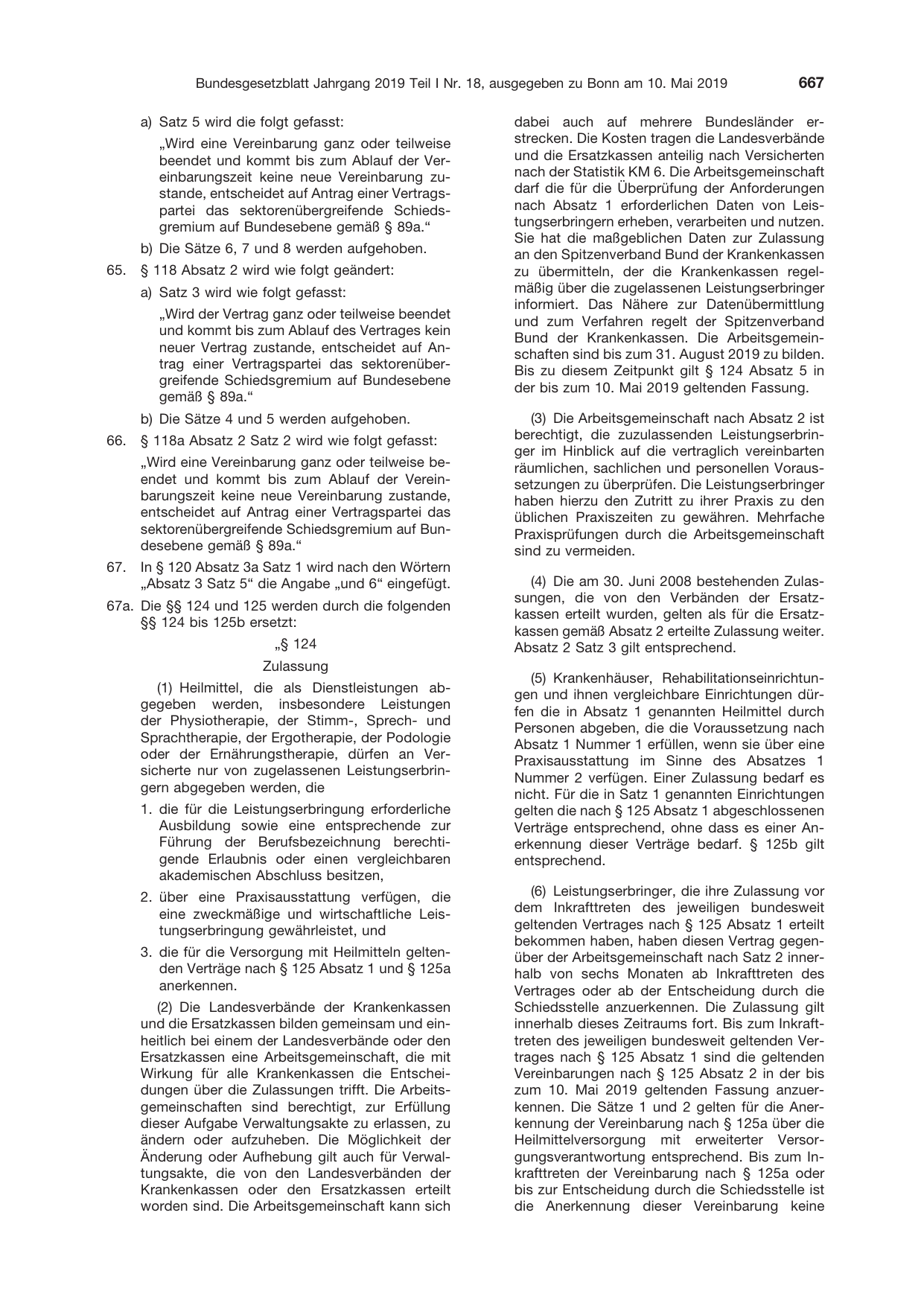 BGBl. 2019, Seite 667 — Originalseite als Abbildung