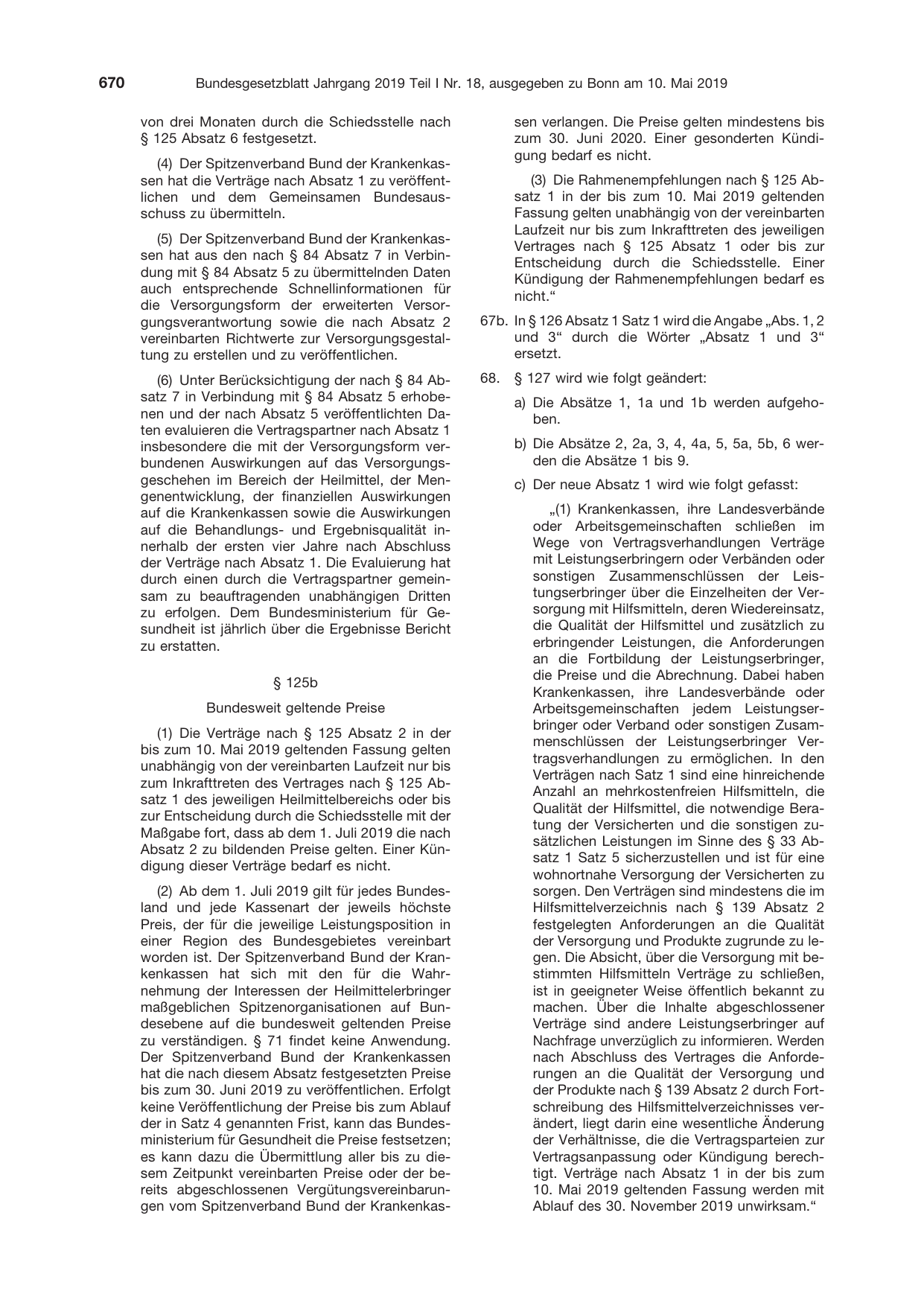 BGBl. 2019, Seite 670 — Originalseite als Abbildung