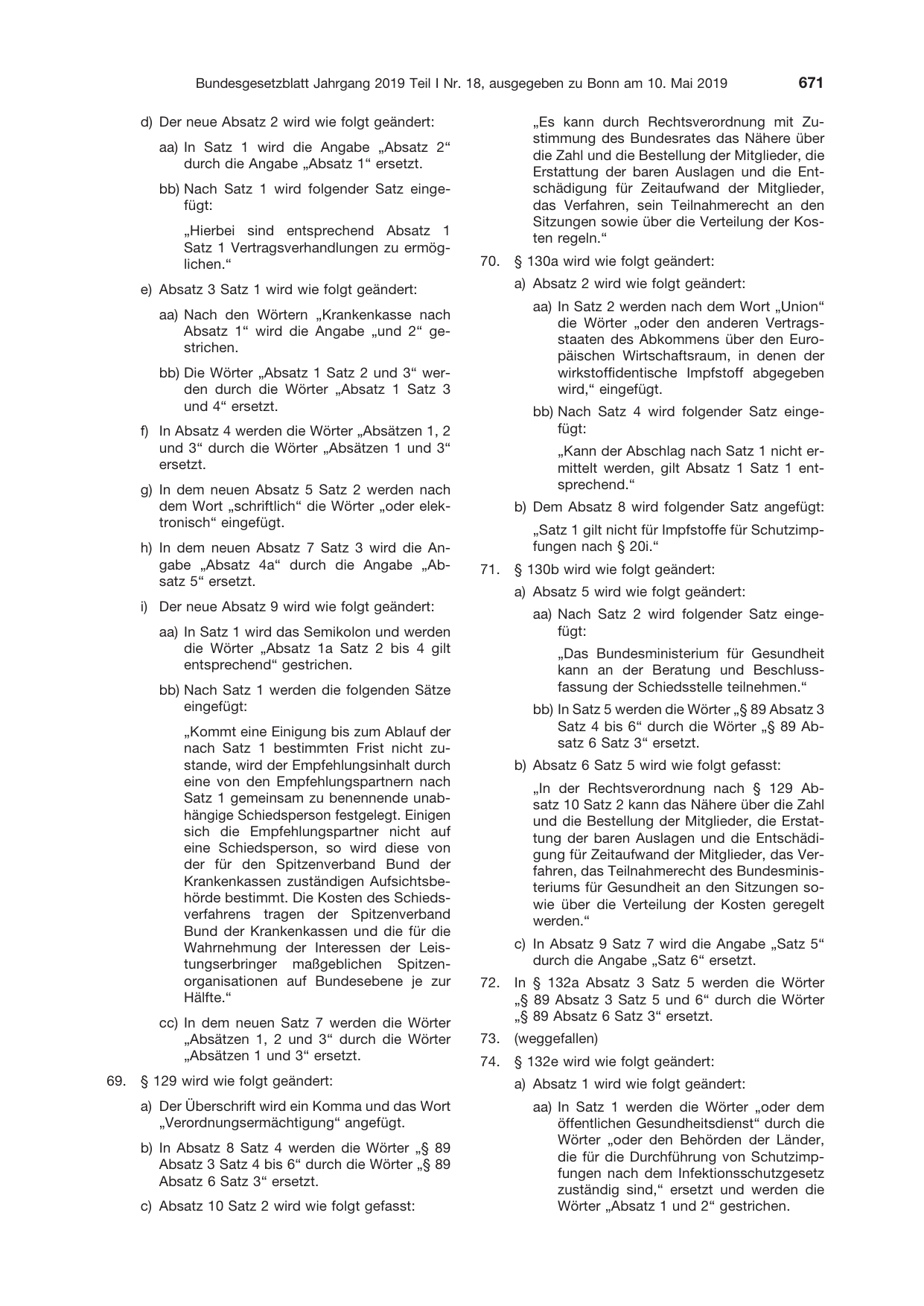 BGBl. 2019, Seite 671 — Originalseite als Abbildung